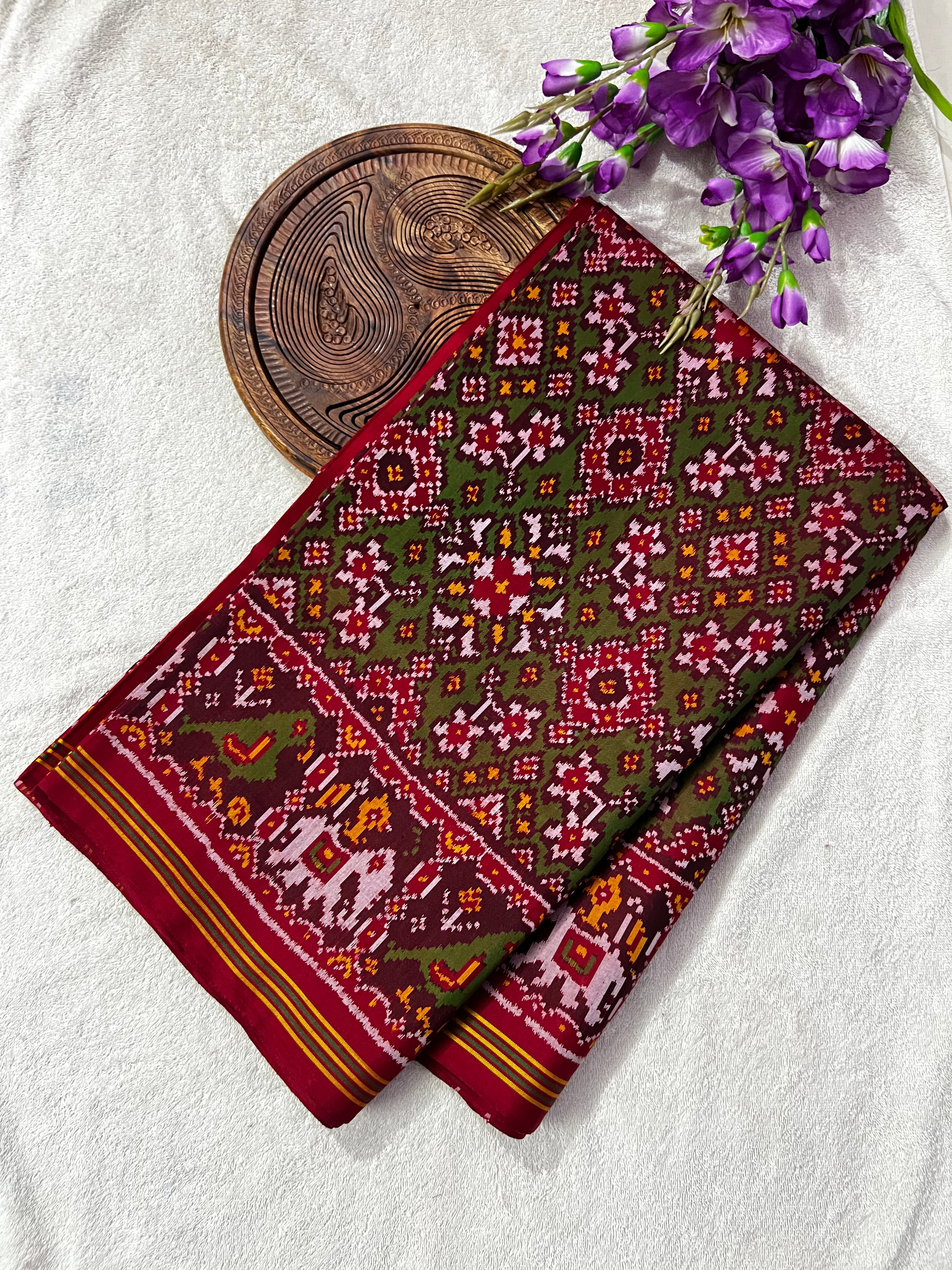 Handwoven Patola Silk Saree Navratna Green