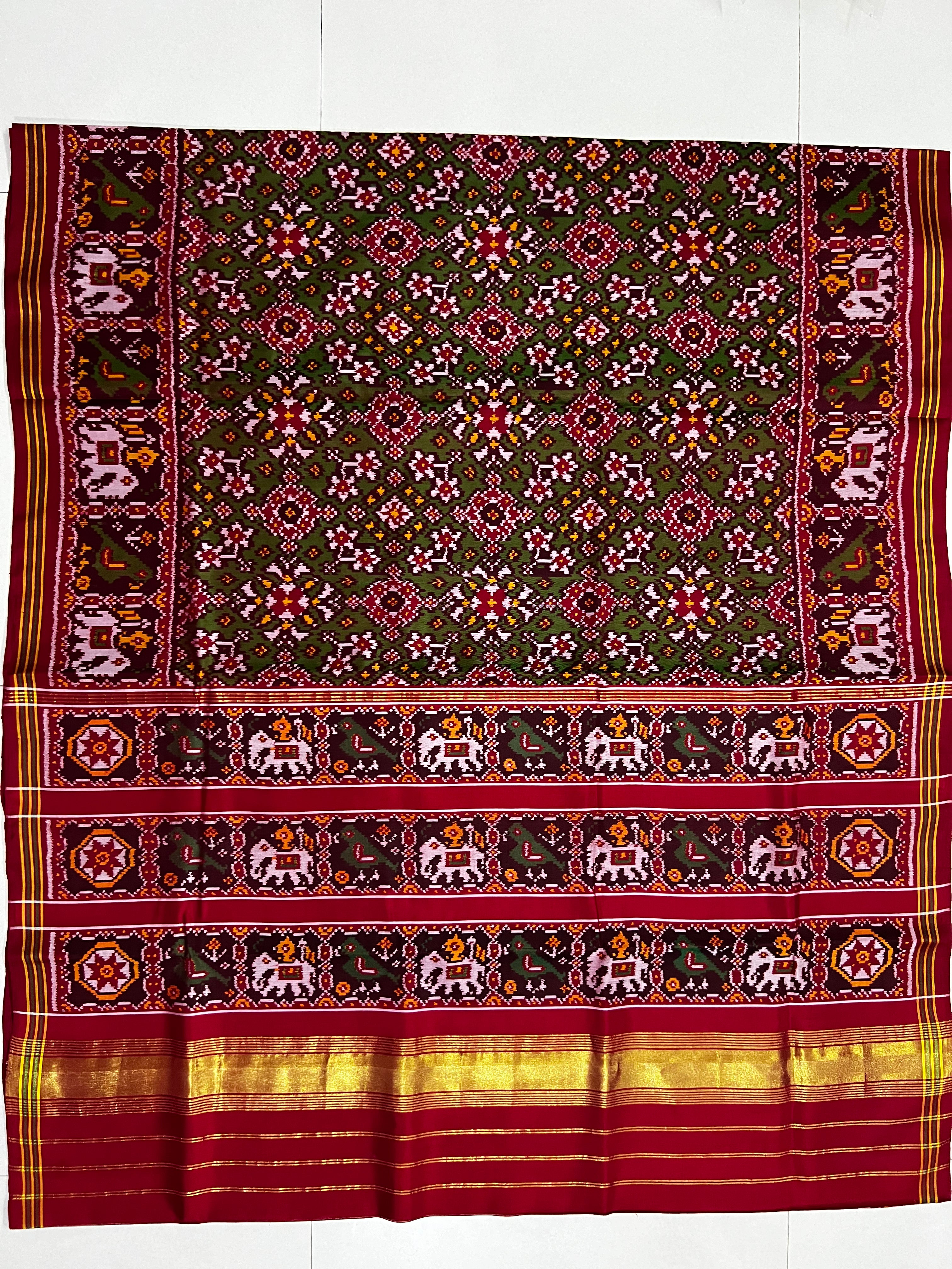 Handwoven Patola Silk Saree Navratna Green