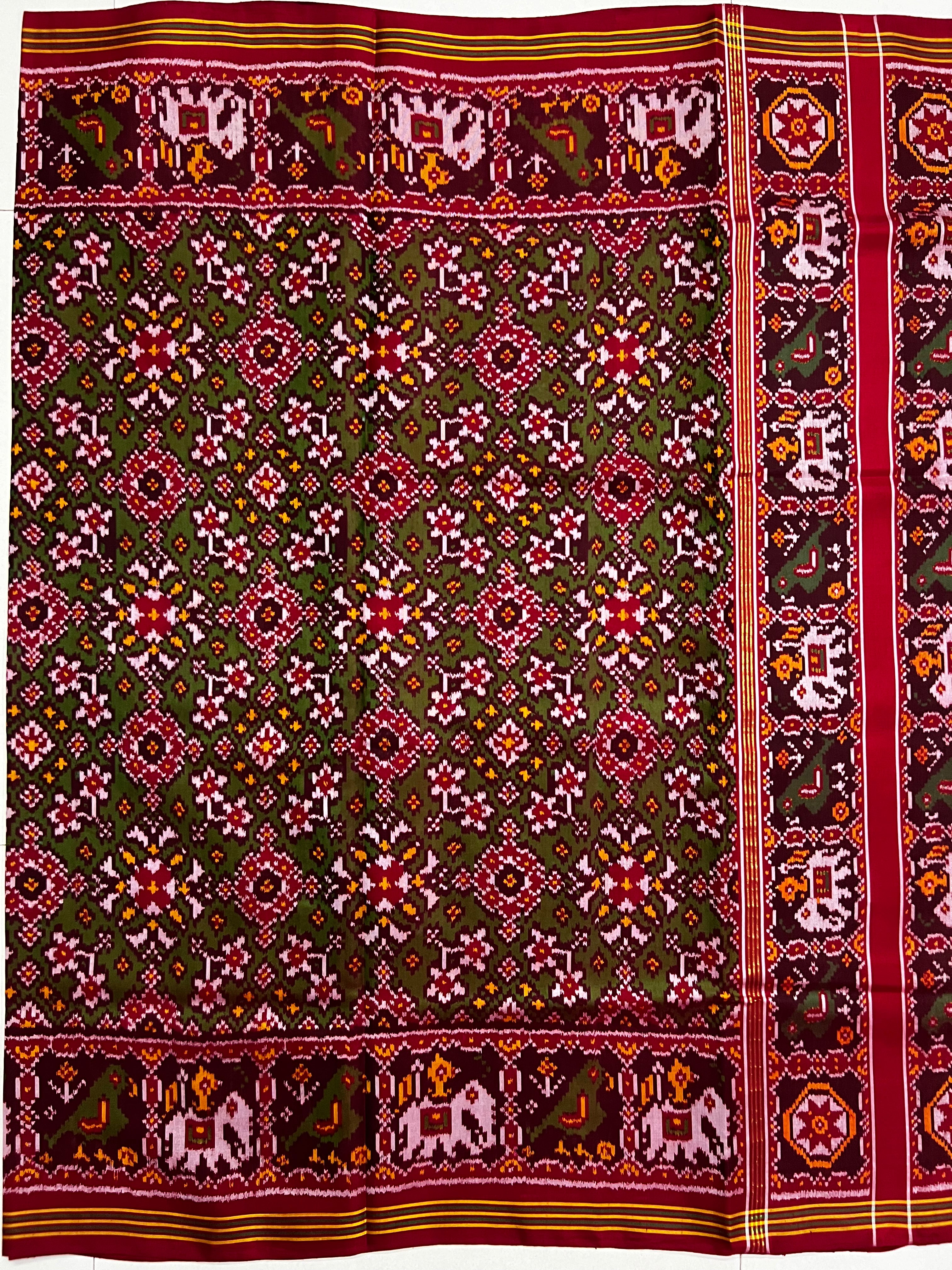 Handwoven Patola Silk Saree Navratna Green