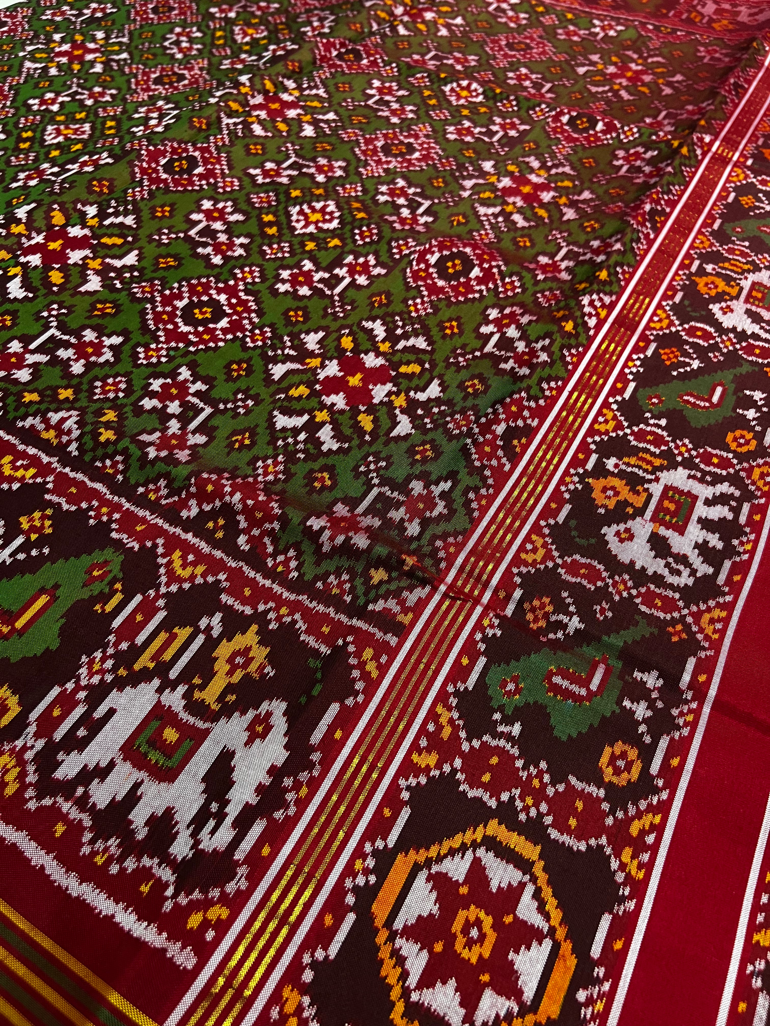 Handwoven Patola Silk Saree Navratna Green