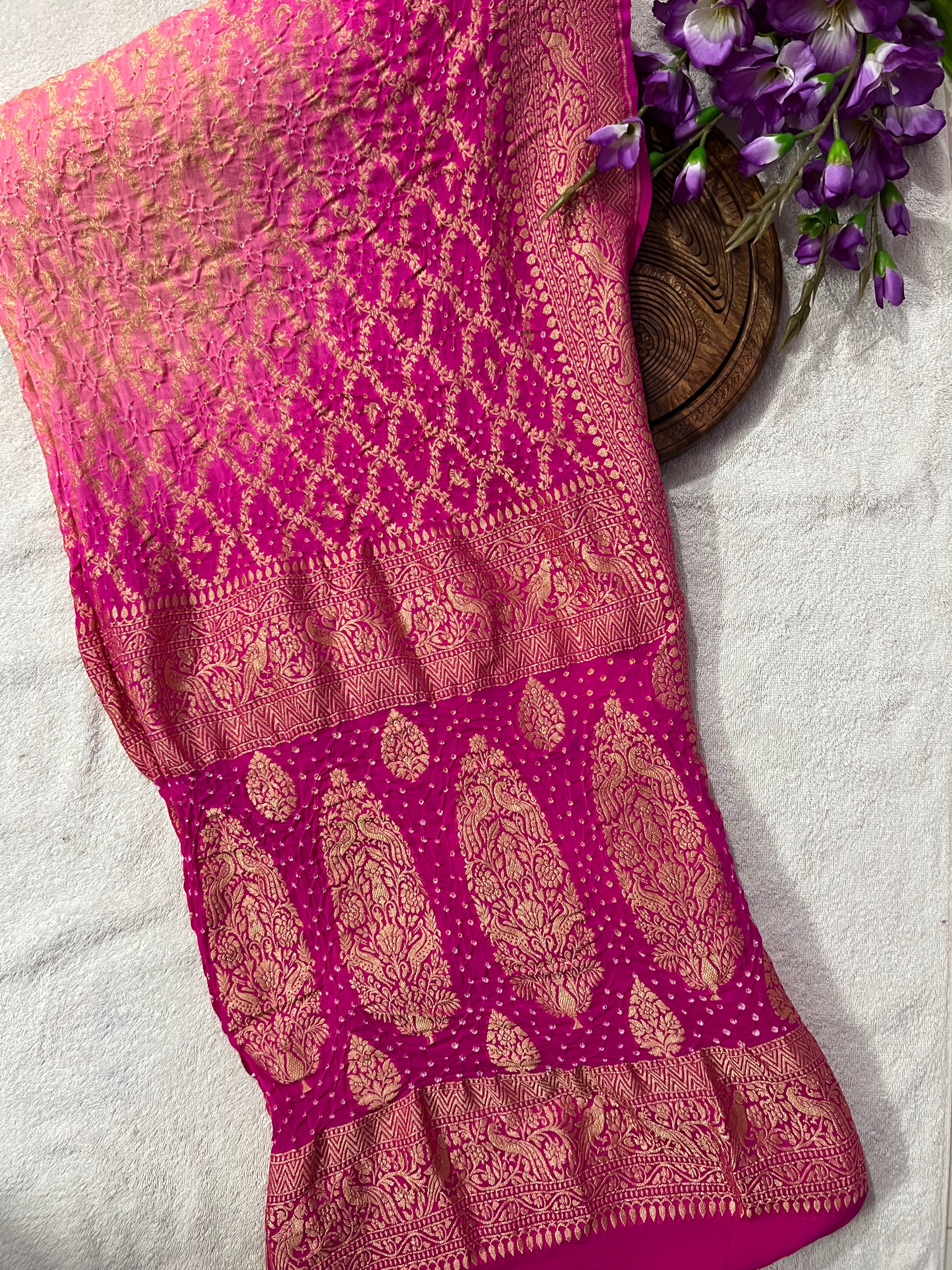 Georgette Bandhej Saree