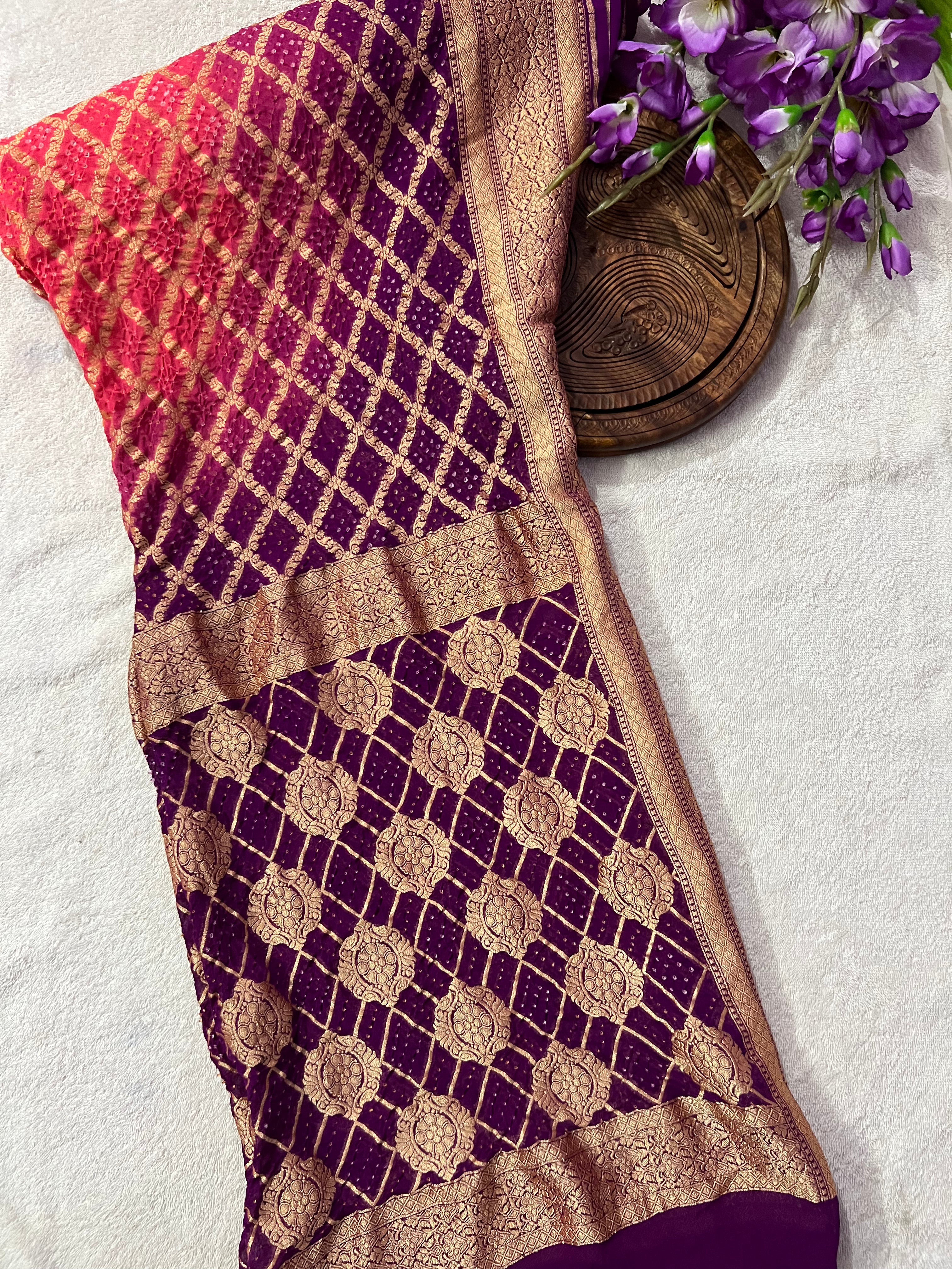 Georgette Bandhej Saree