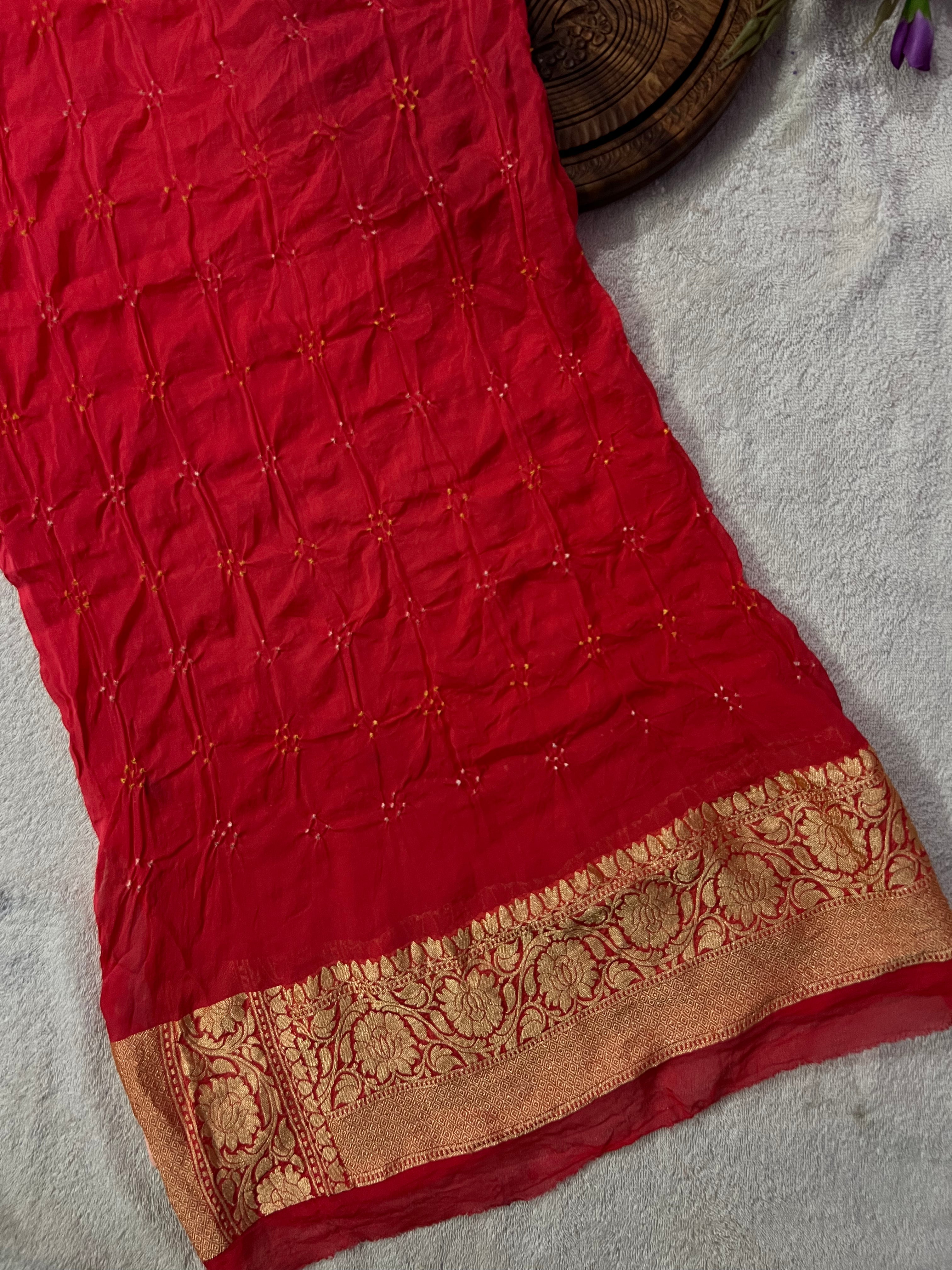 Georgette Bandhej Saree Secondary image