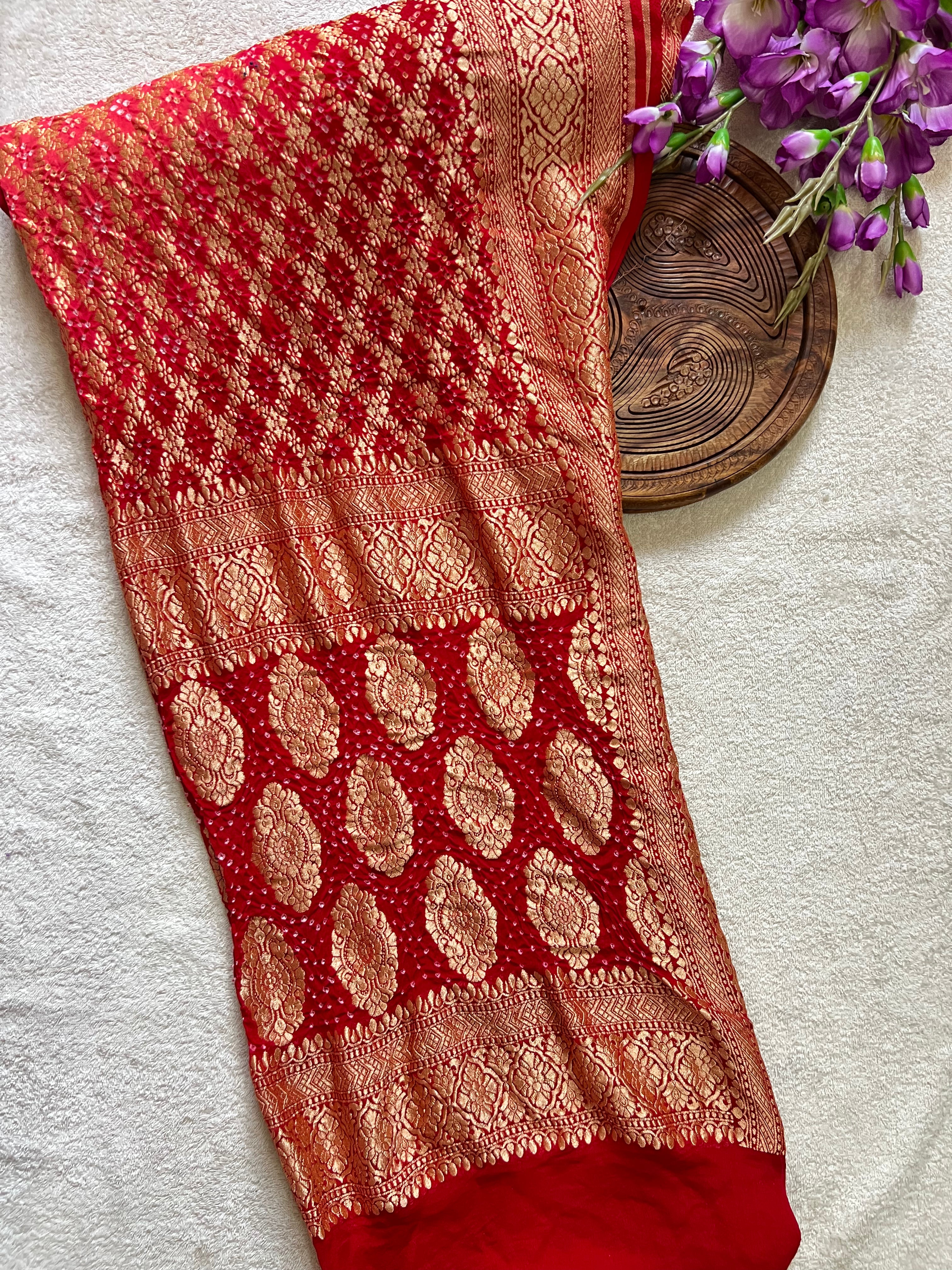 Georgette Bandhej Saree