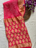 Georgette Heavy Rai Bandhej Saree