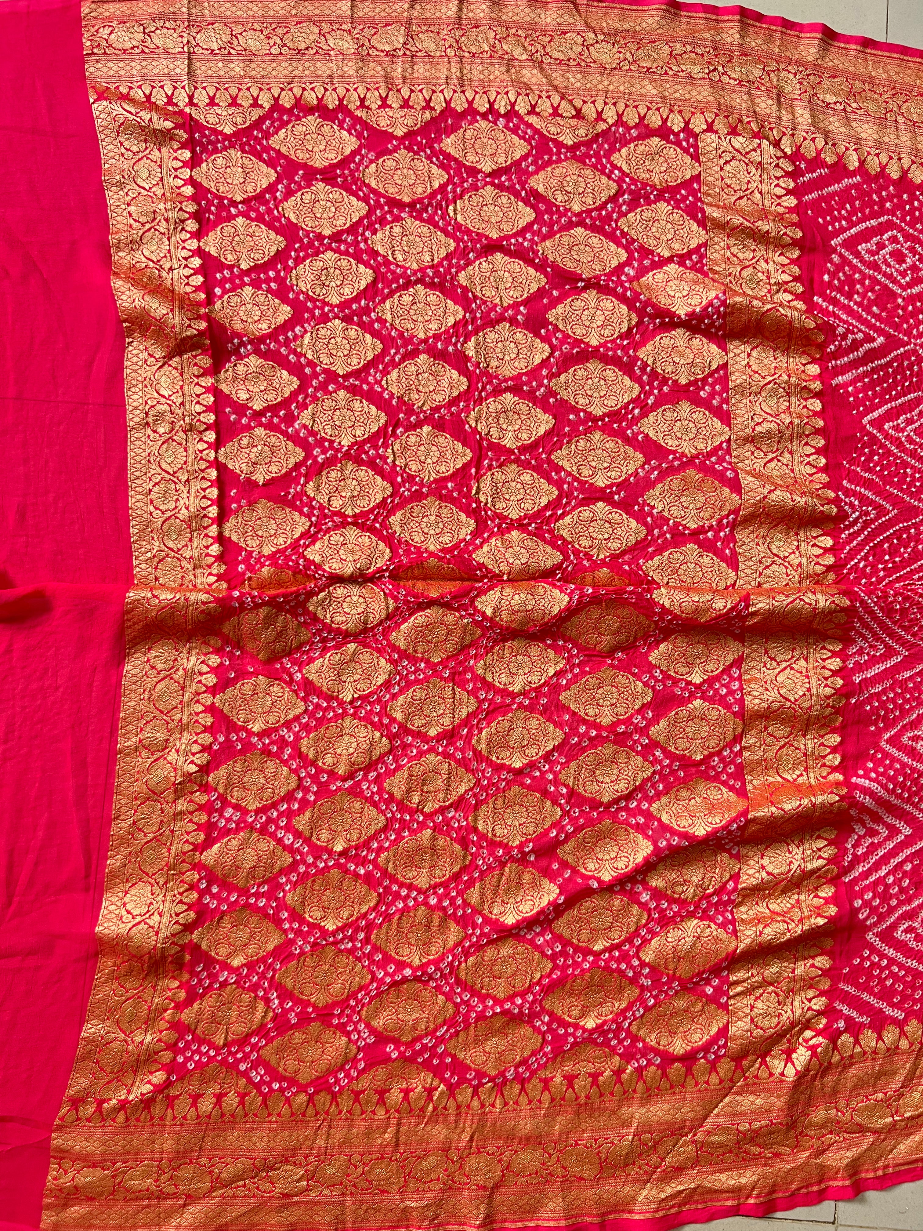 Georgette Heavy Rai Bandhej Saree