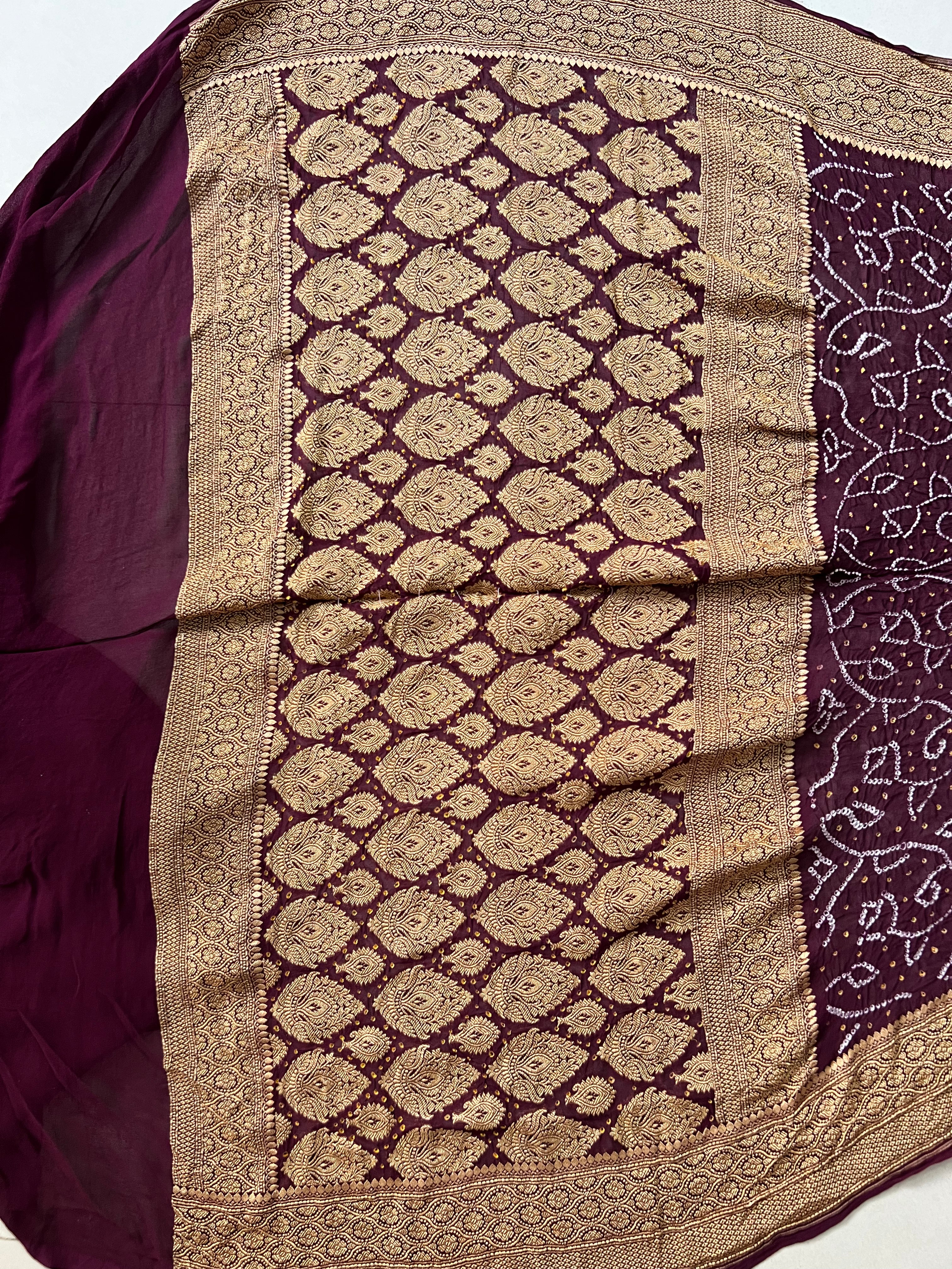 Georgette Heavy Rai Bandhej Saree
