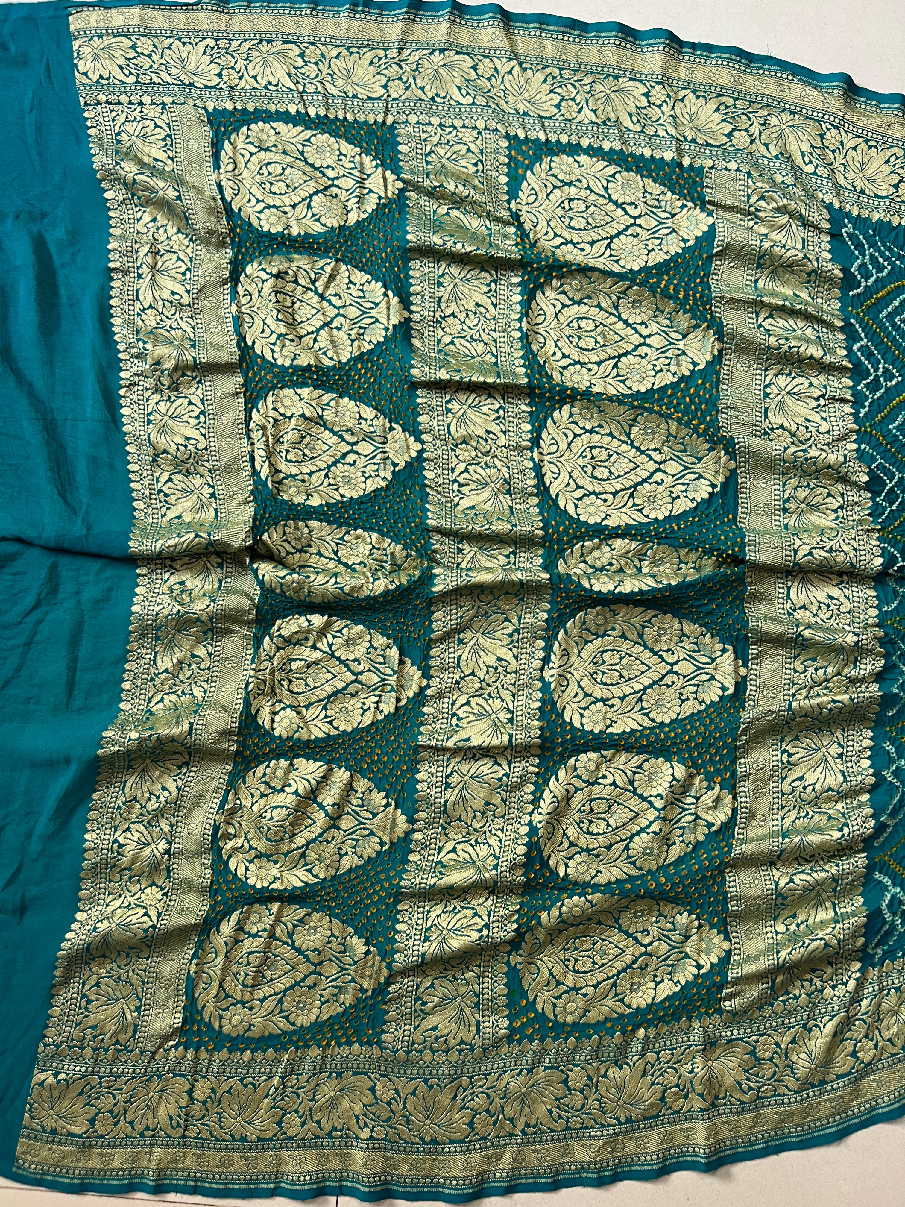 Georgette Heavy Rai Bandhej Saree