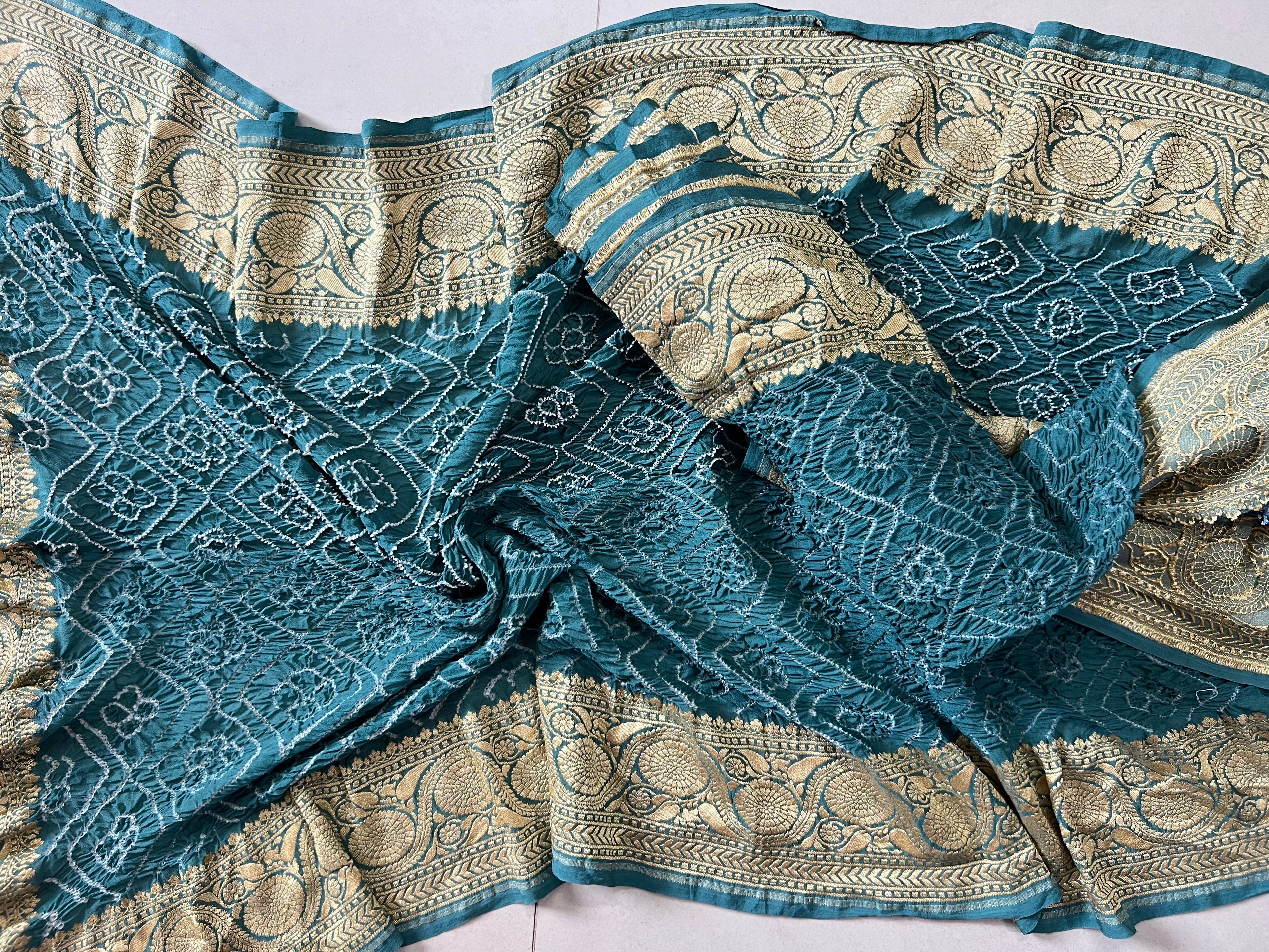 Georgette Heavy Rai Bandhej Saree