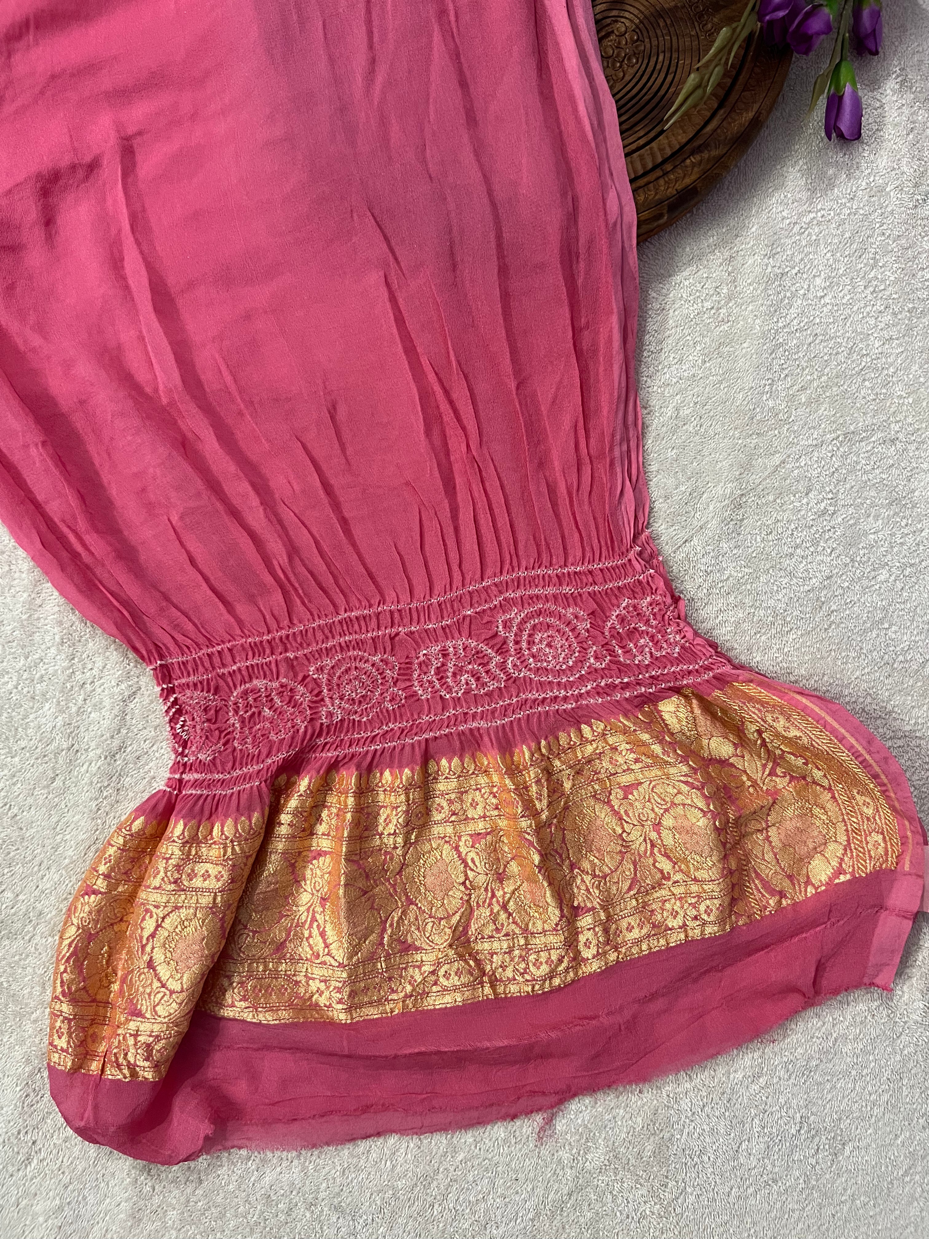Georgette Heavy Rai Bandhej Saree