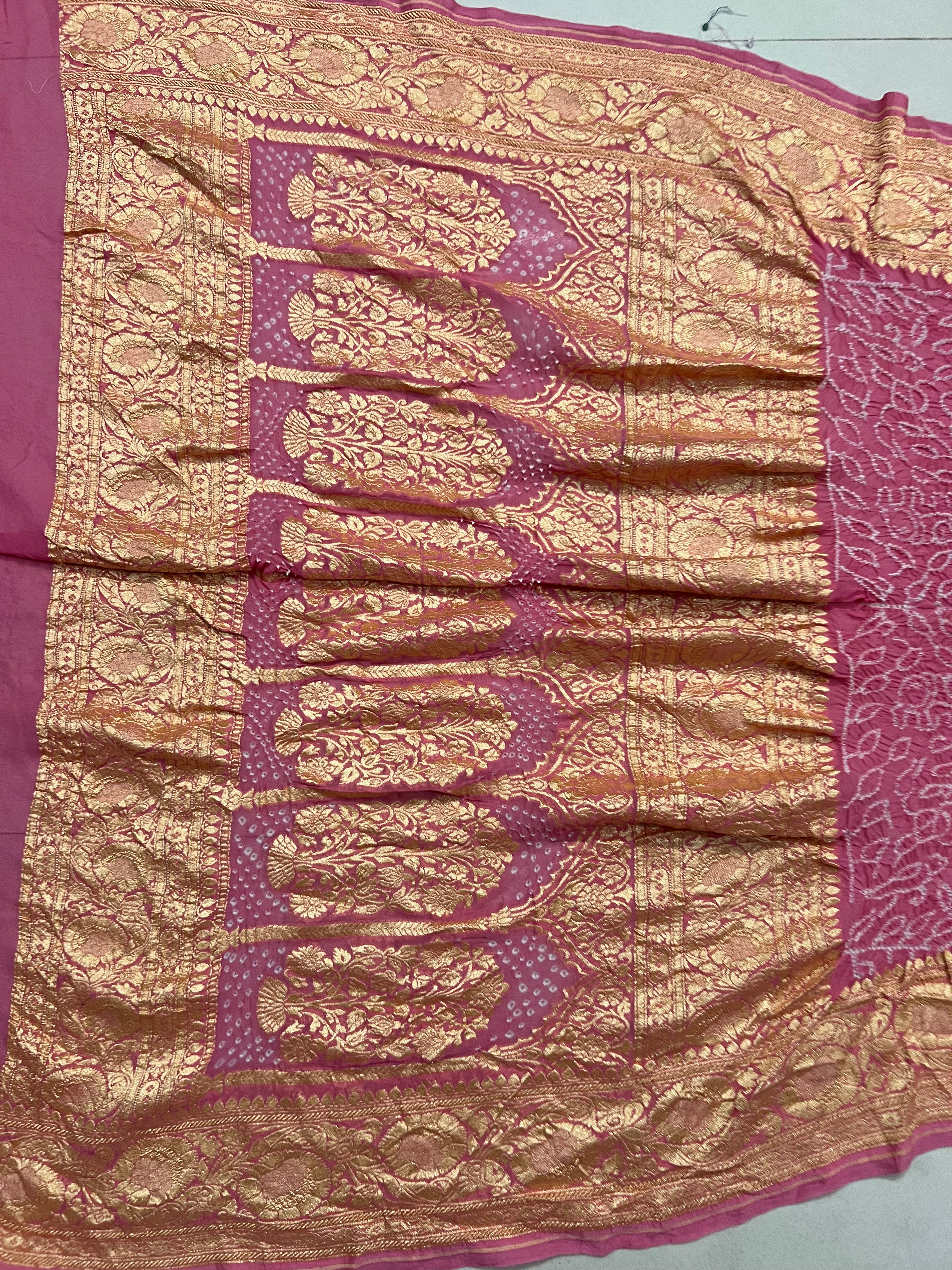 Georgette Heavy Rai Bandhej Saree