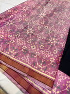 Plain Gala Border Handwoven Patola Silk Saree