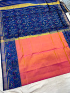 Handwoven Patola Silk Saree Plain Gala Border