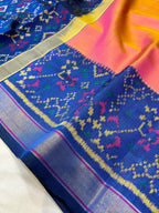 Handwoven Patola Silk Saree Plain Gala Border