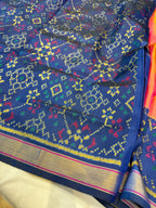 Handwoven Patola Silk Saree Plain Gala Border