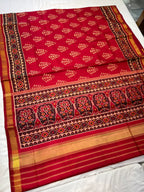 Handwoven Patola Silk Saree Red Fancy