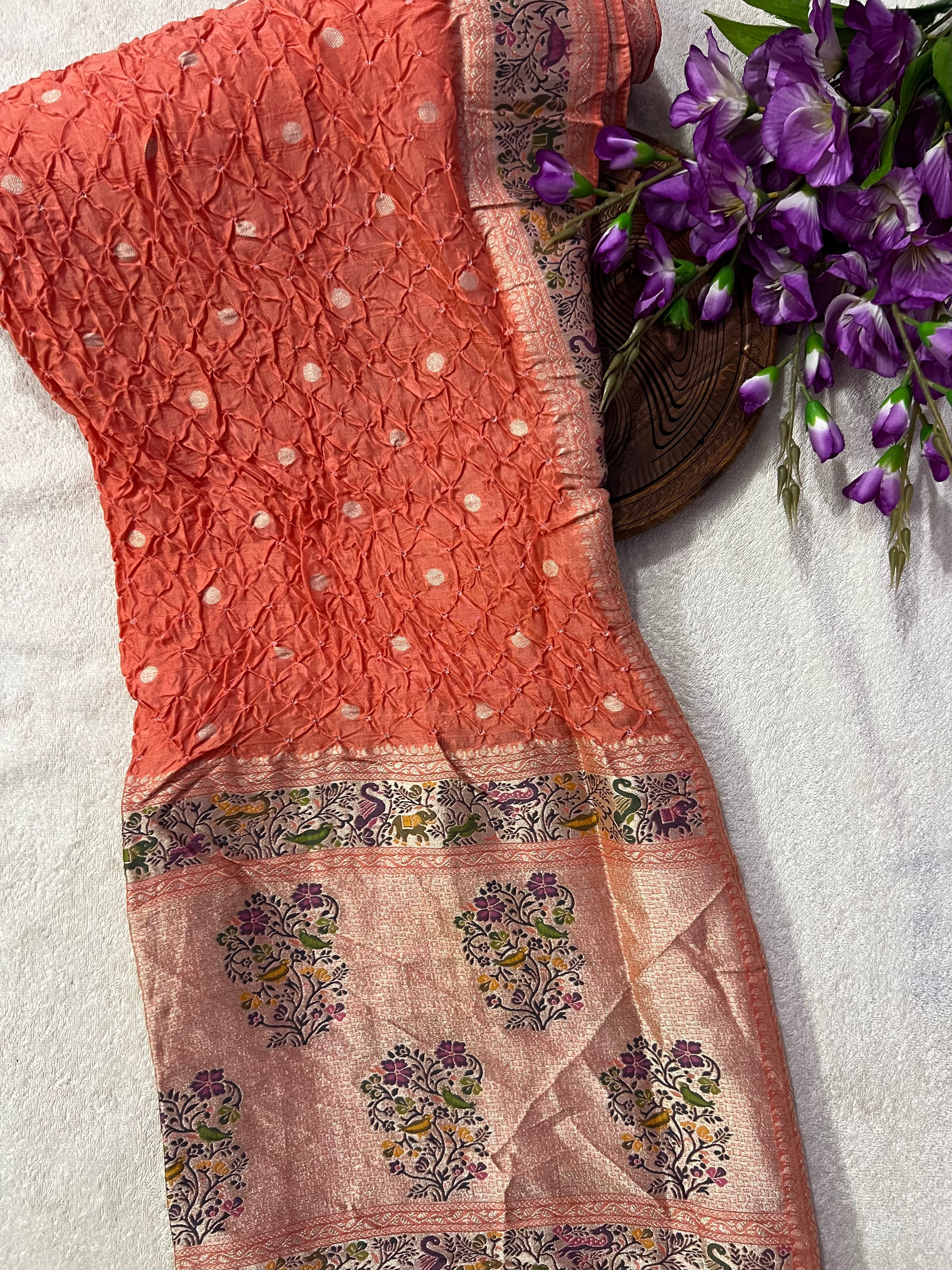 Tussar Bandhej Saree