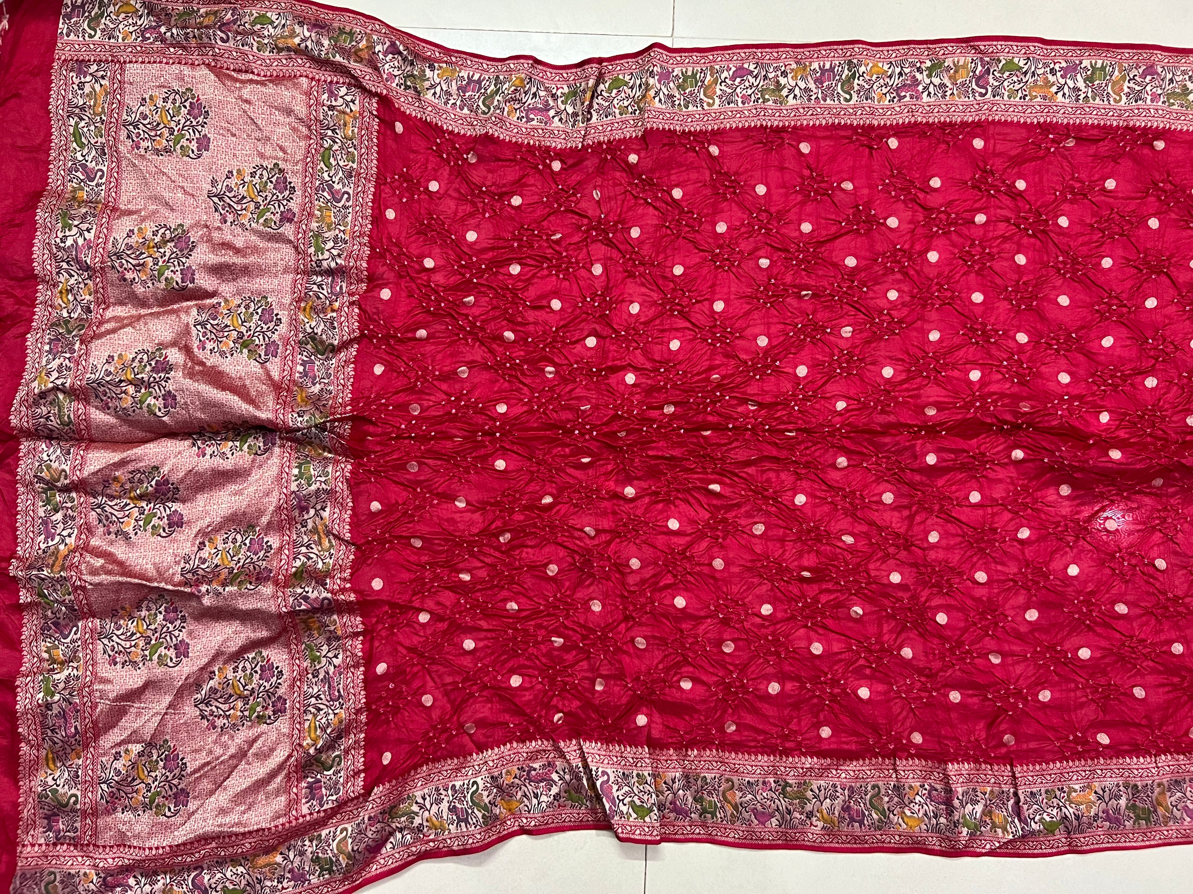 Tussar Bandhej Saree