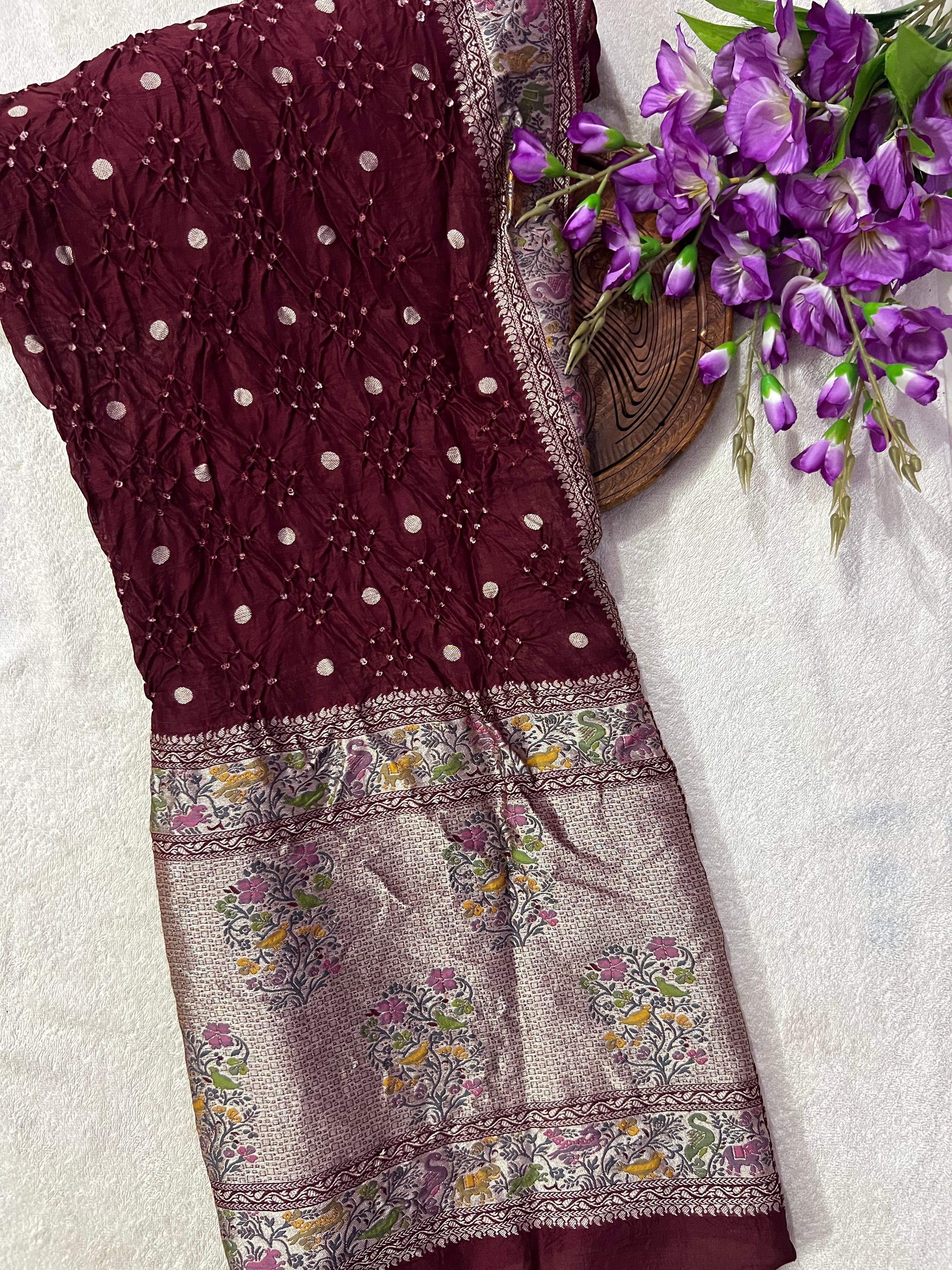 Tussar Bandhej Saree Main image