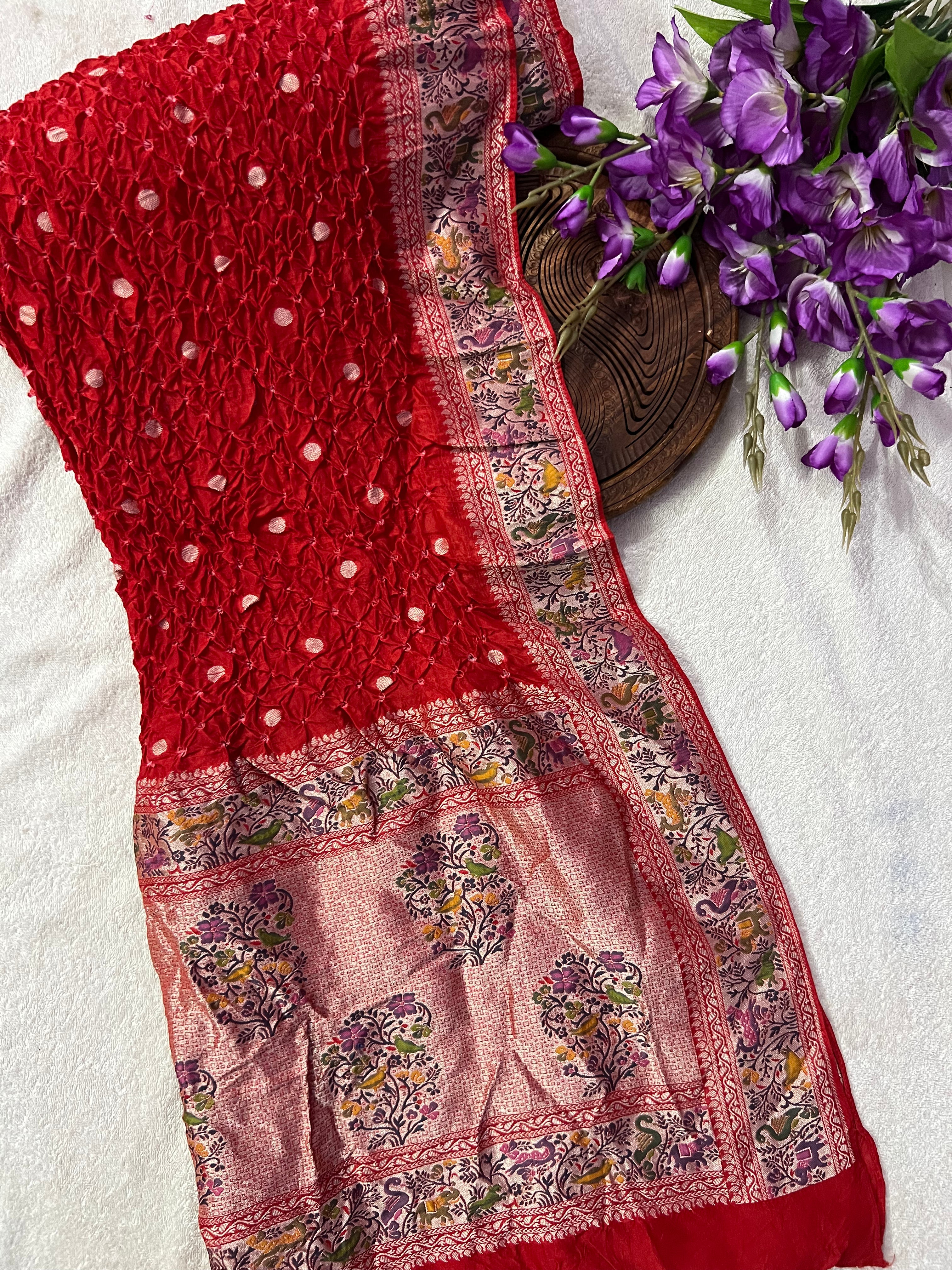 Tussar Bandhej Saree