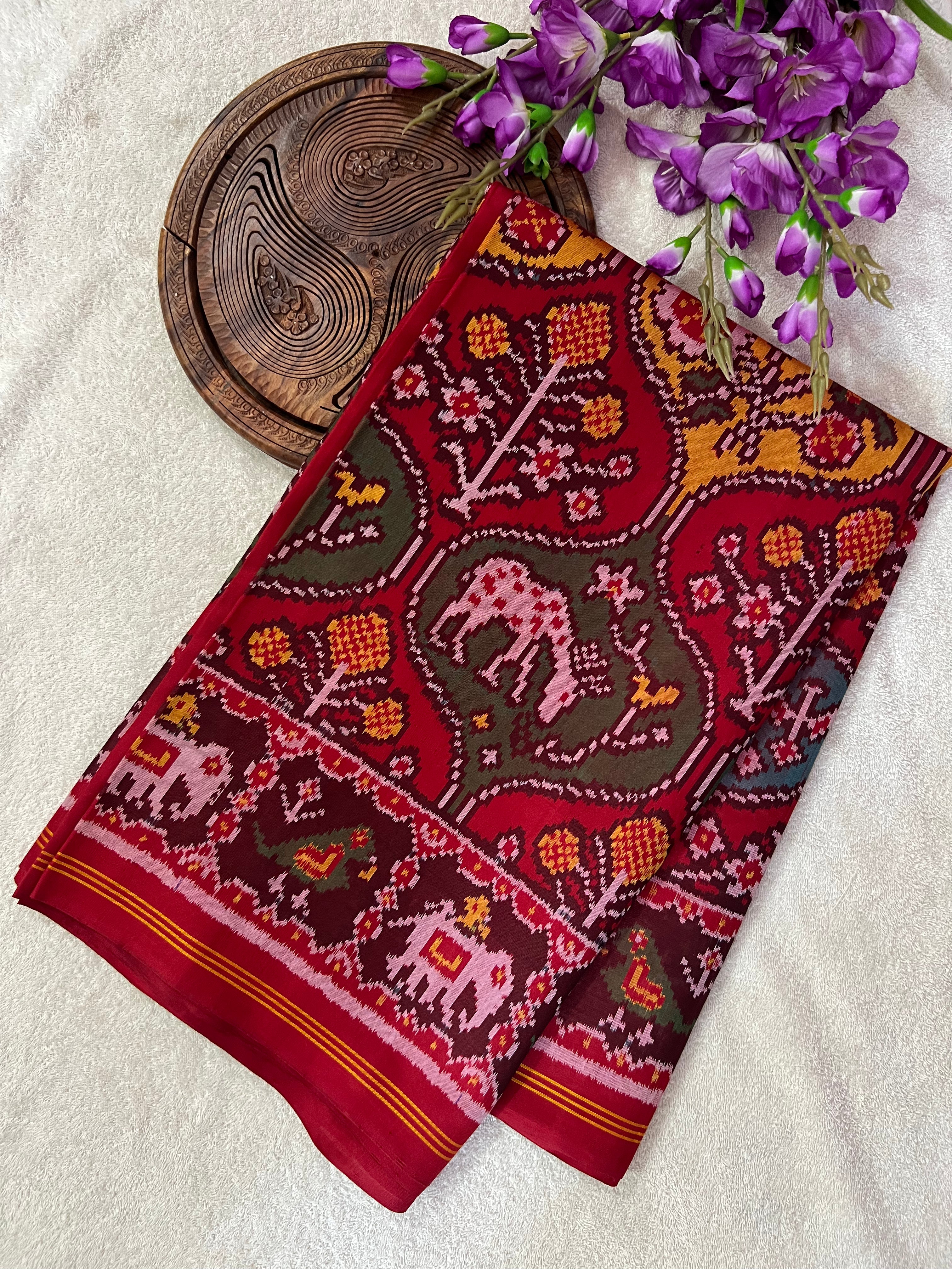 Handwoven Patola Silk Saree Matka Designer Multi Motif Main image