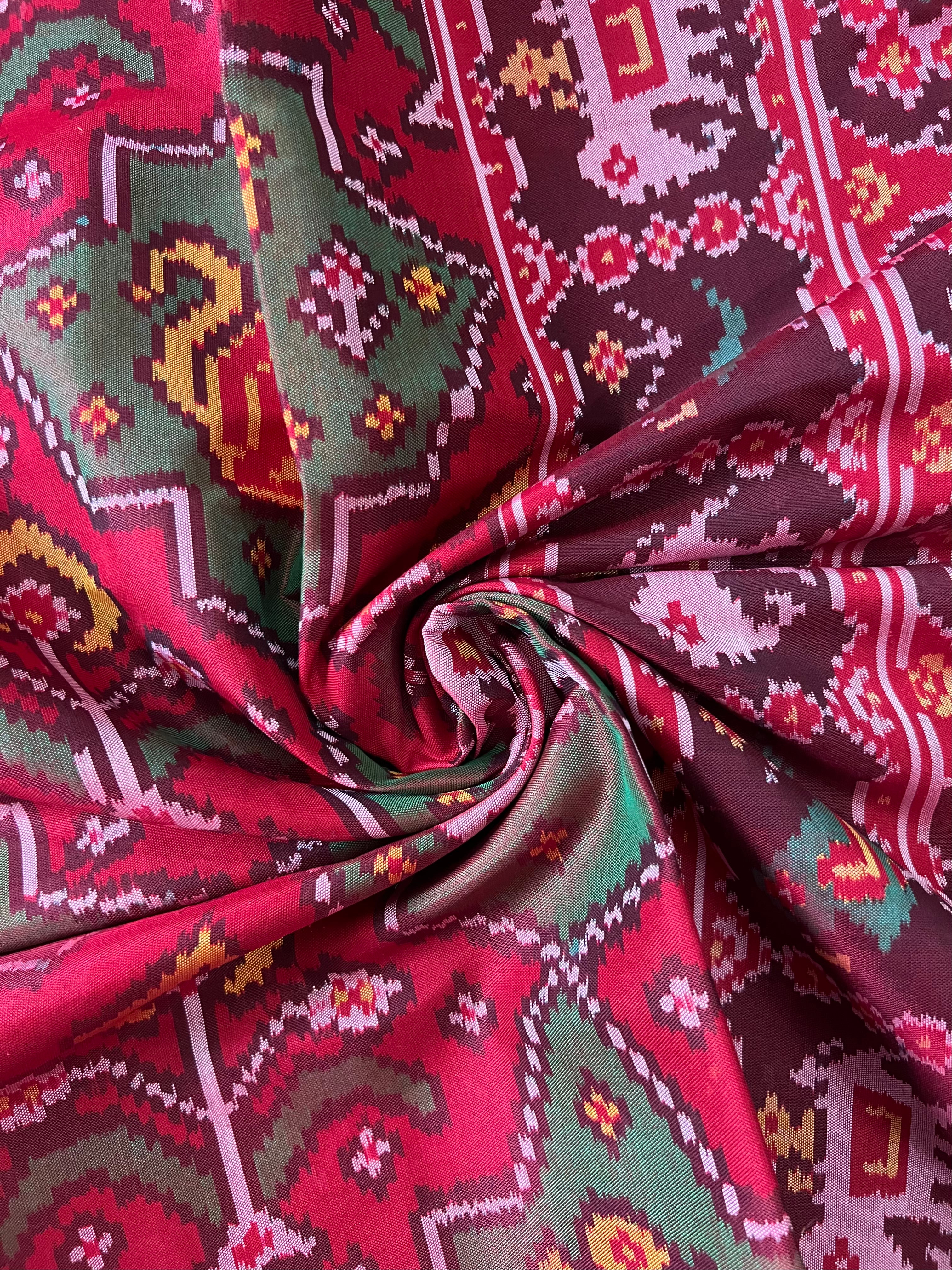 Handwoven Patola Silk Saree Elephant Designer Secondary image