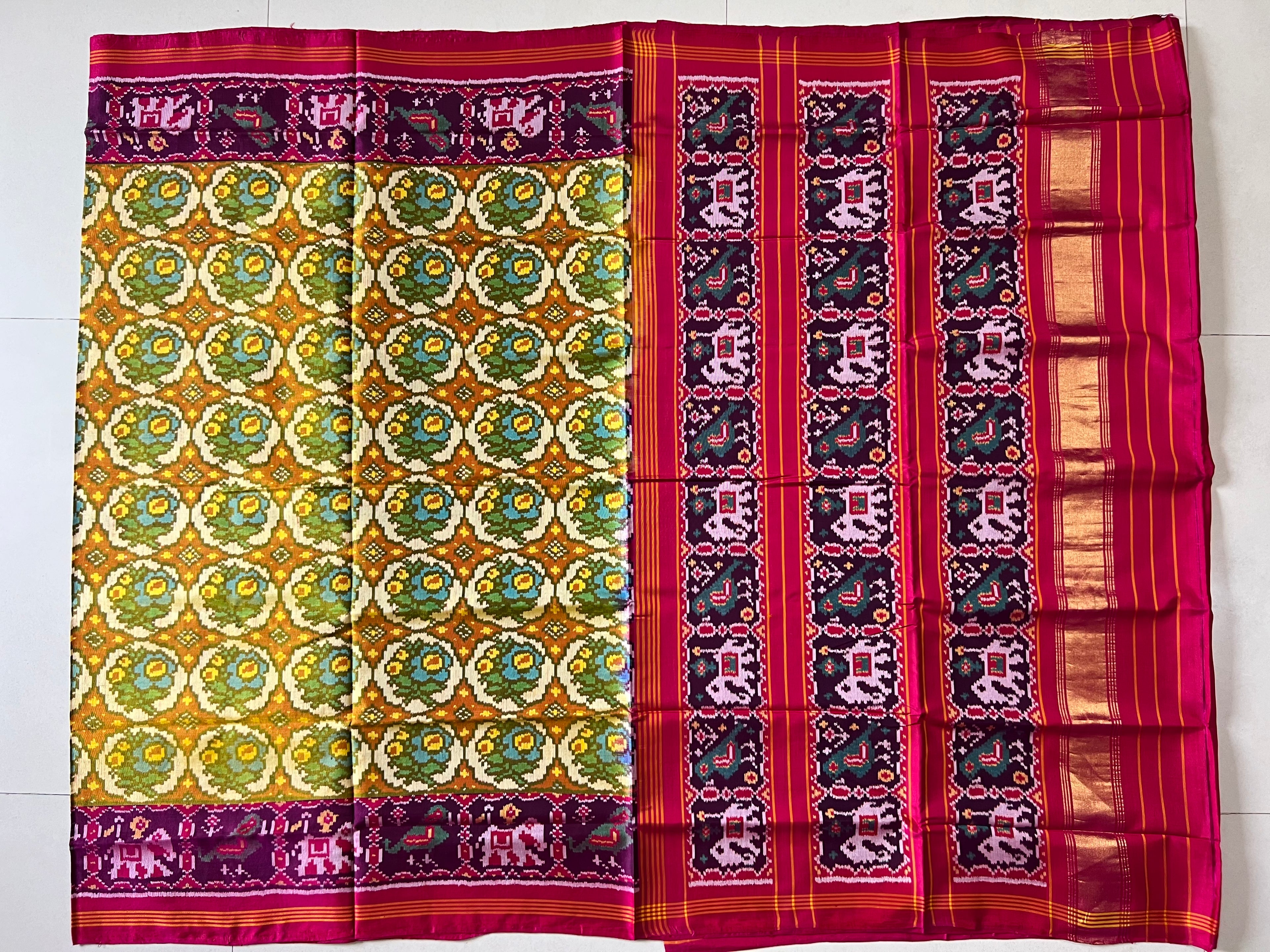 Handwoven Patola Silk Saree Rose Designer