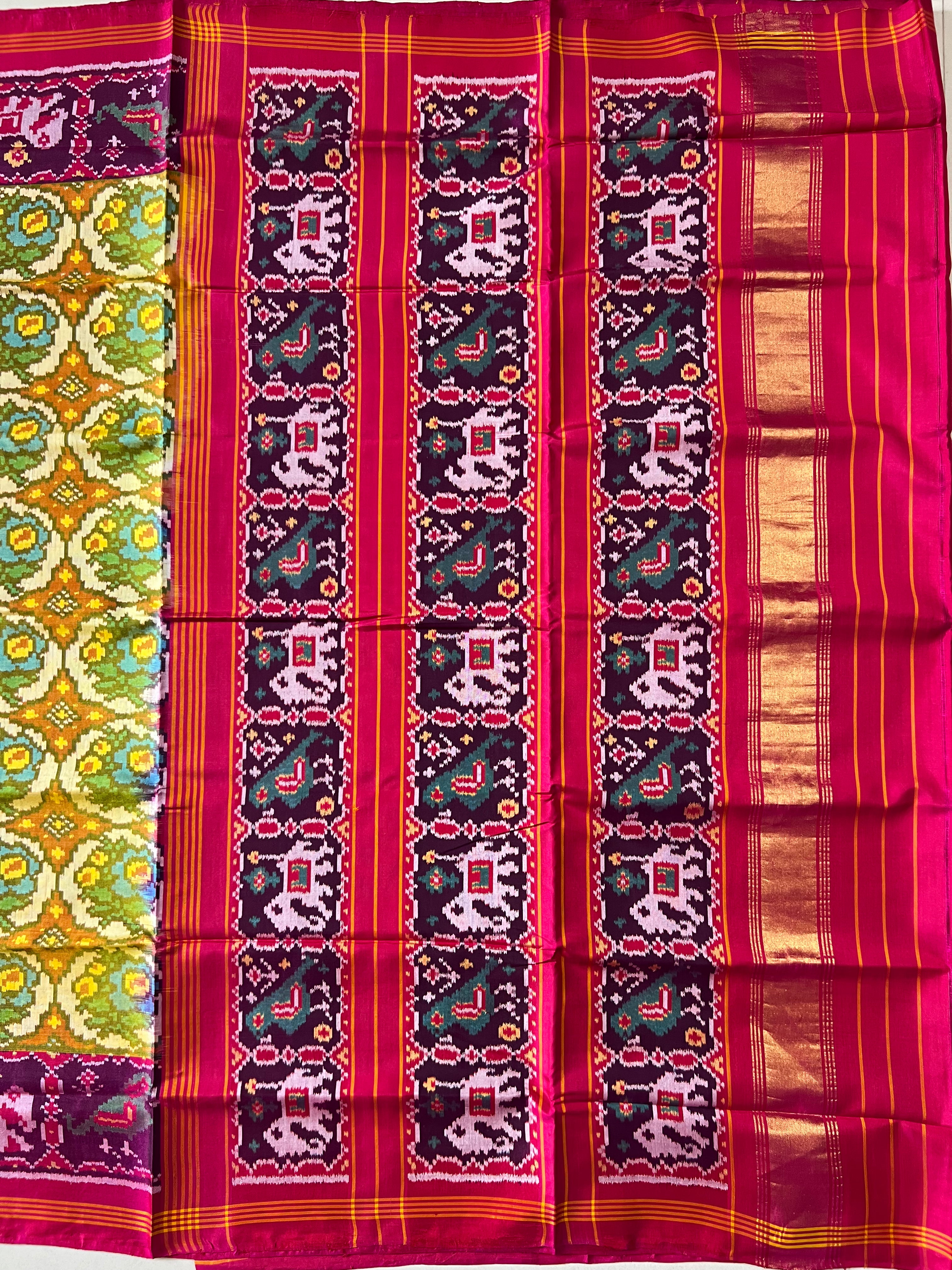 Handwoven Patola Silk Saree Rose Designer