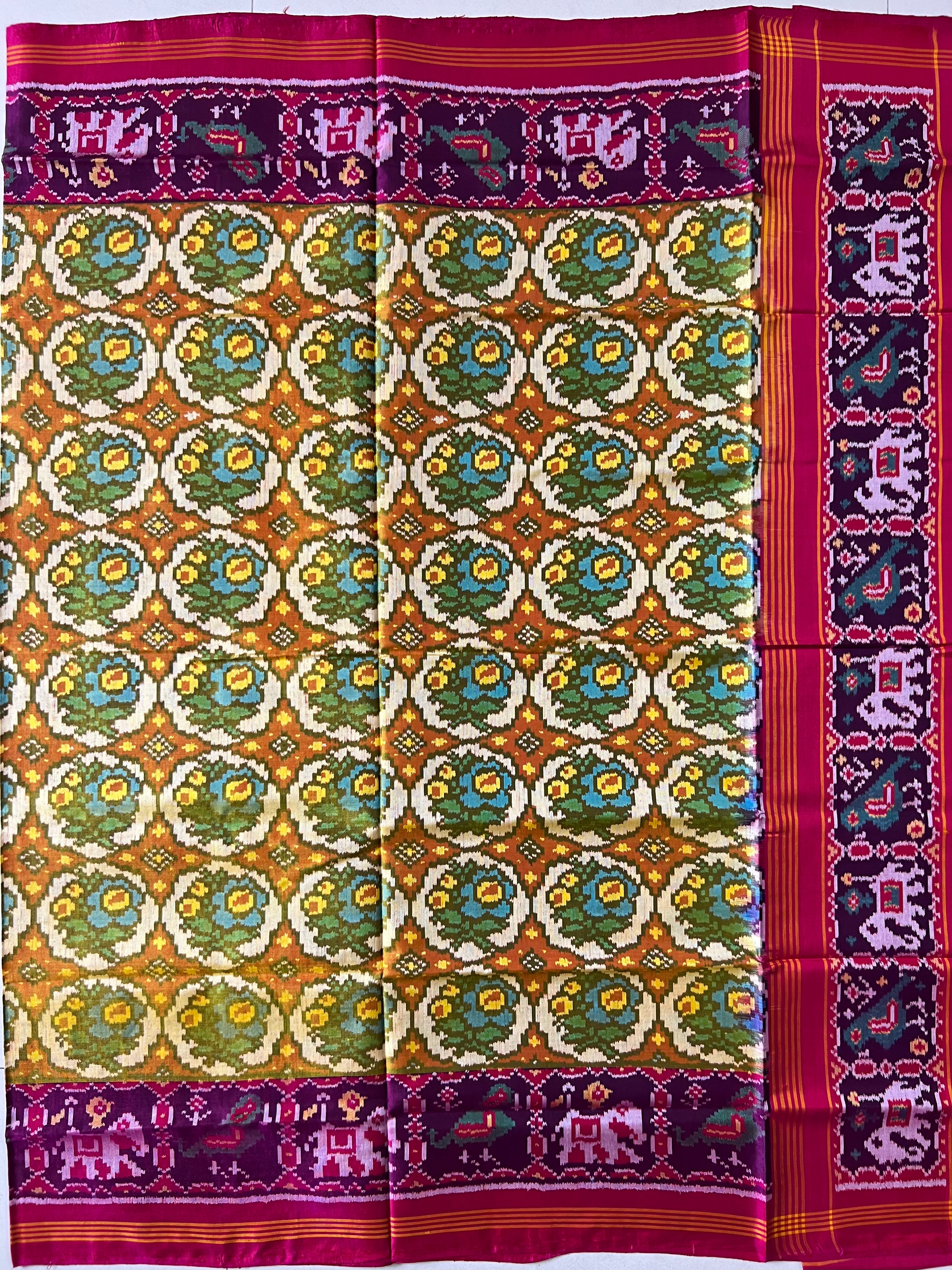 Handwoven Patola Silk Saree Rose Designer