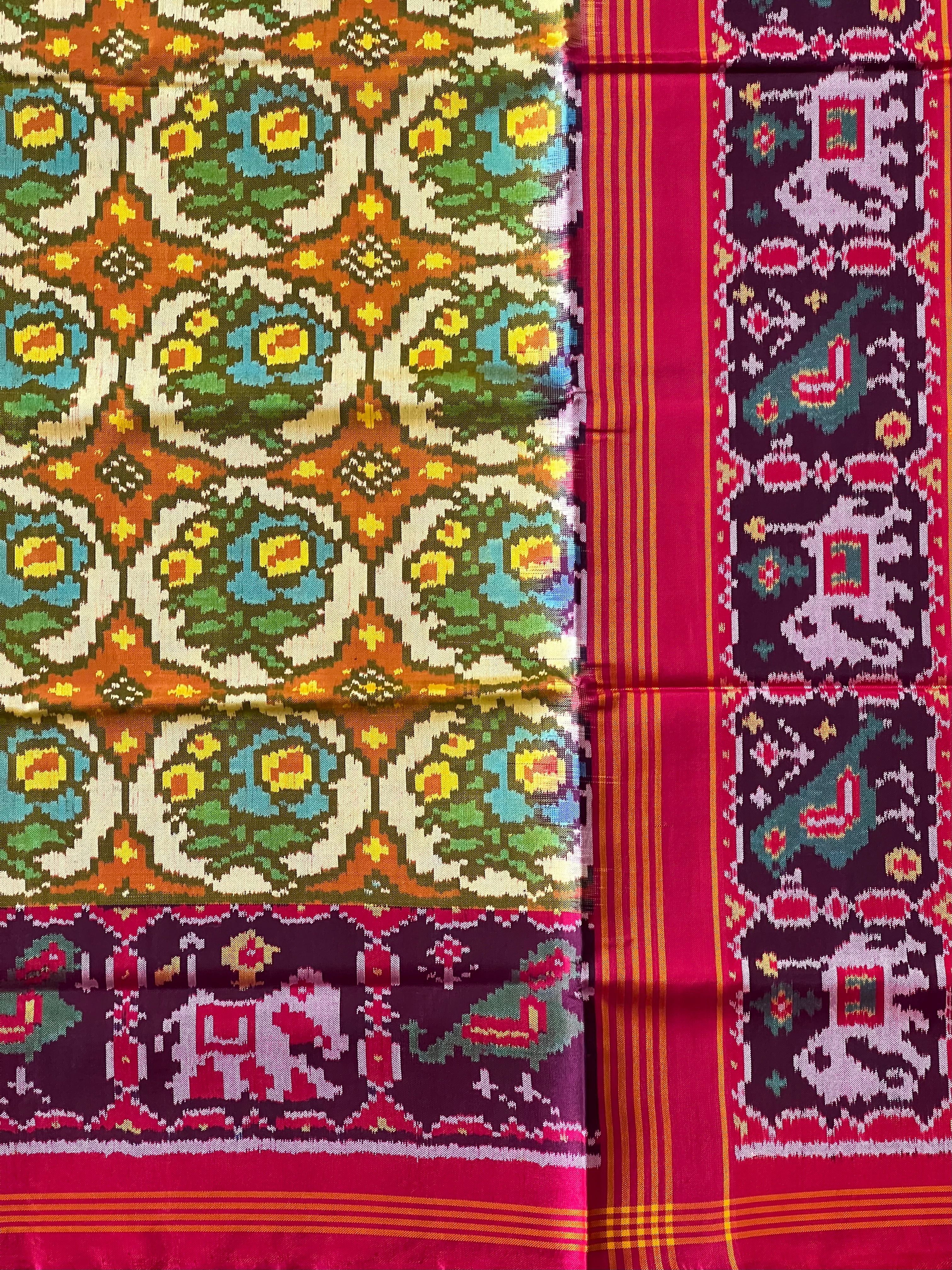 Handwoven Patola Silk Saree Rose Designer