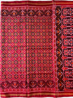 Handwoven Patola Silk Saree Button Ful Red