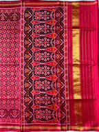 Handwoven Patola Silk Saree Button Ful Red