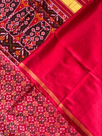Handwoven Patola Silk Saree Button Ful Red