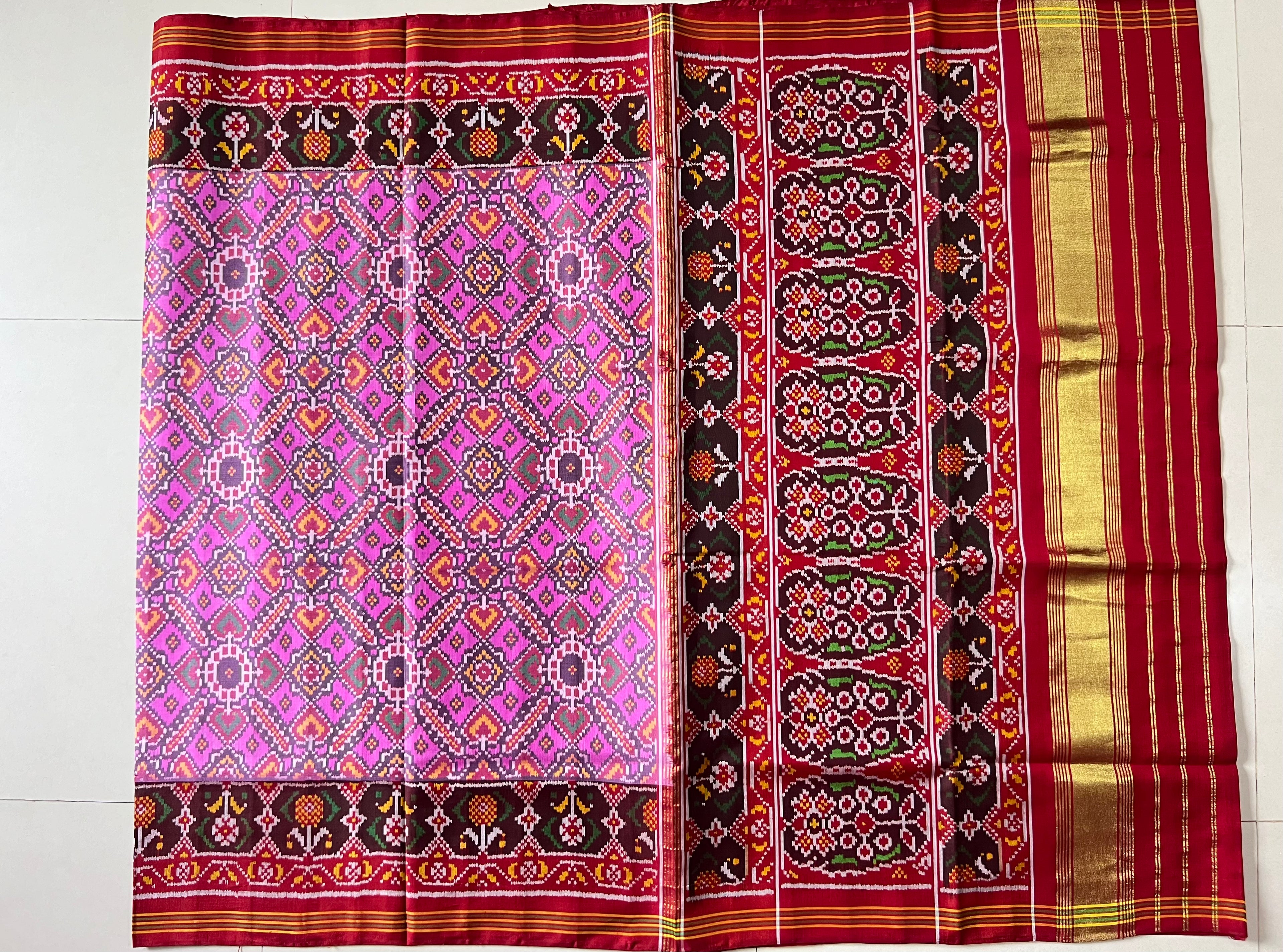 Handwoven Patola Silk Saree Manekchowk design