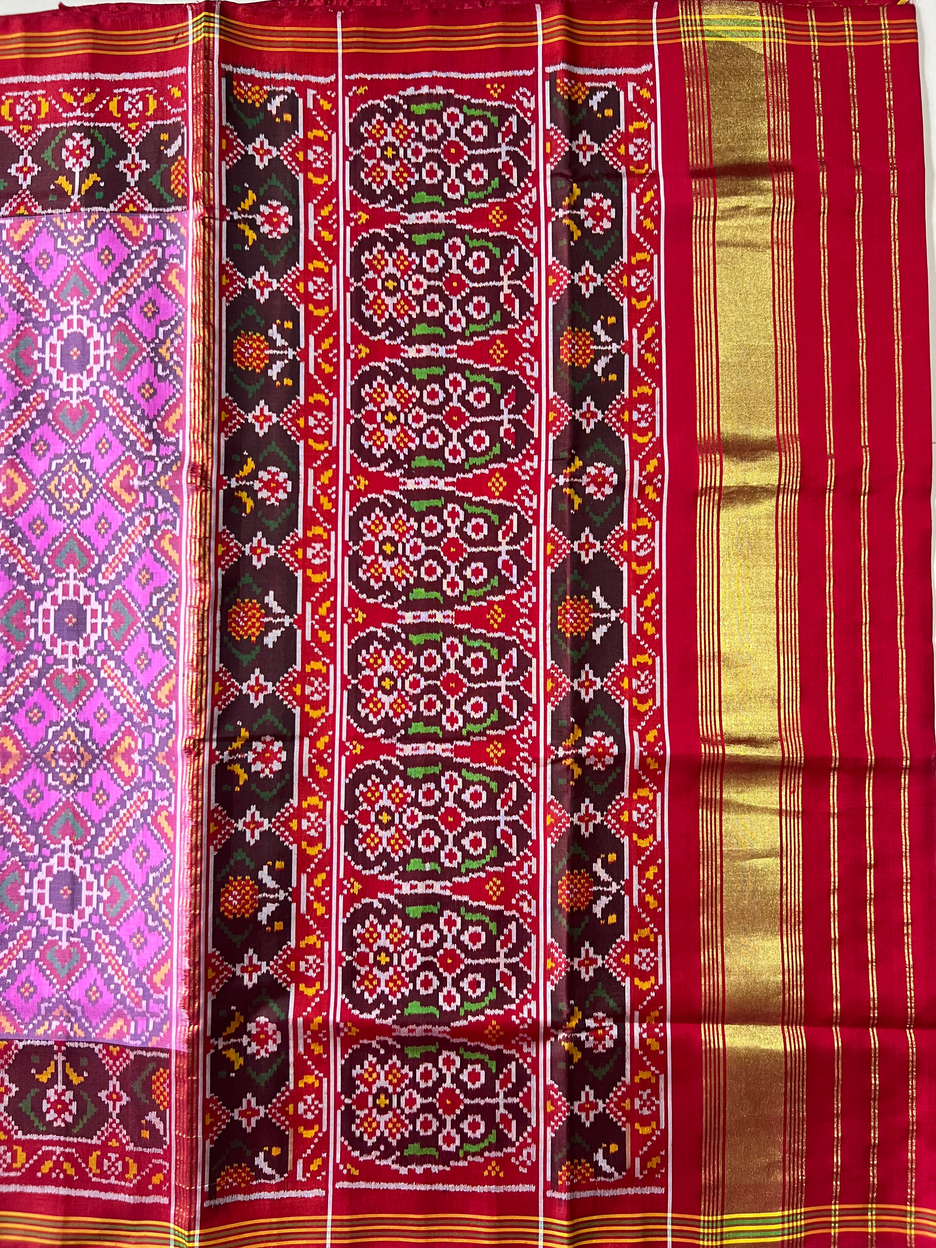 Handwoven Patola Silk Saree Manekchowk design
