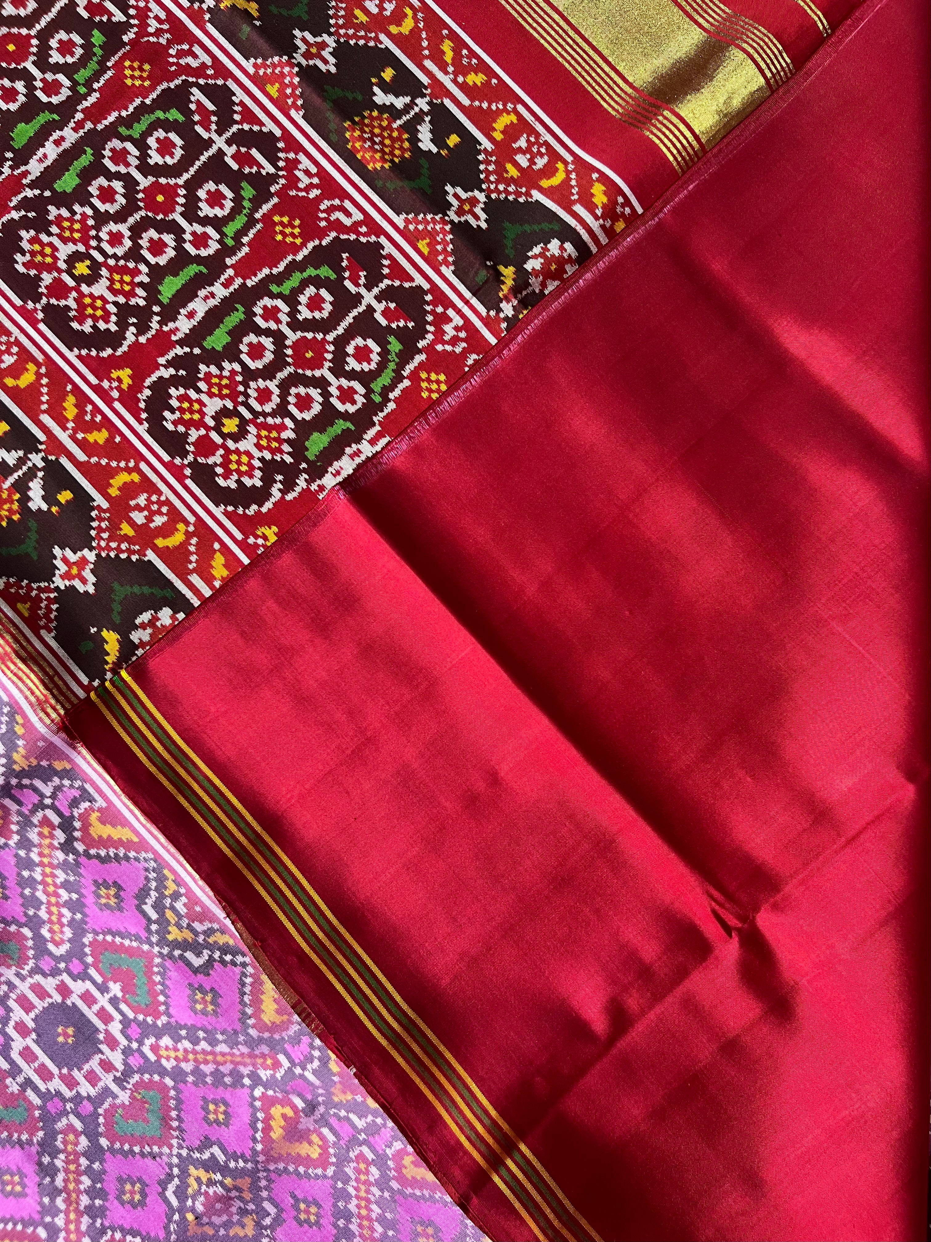 Handwoven Patola Silk Saree Manekchowk design