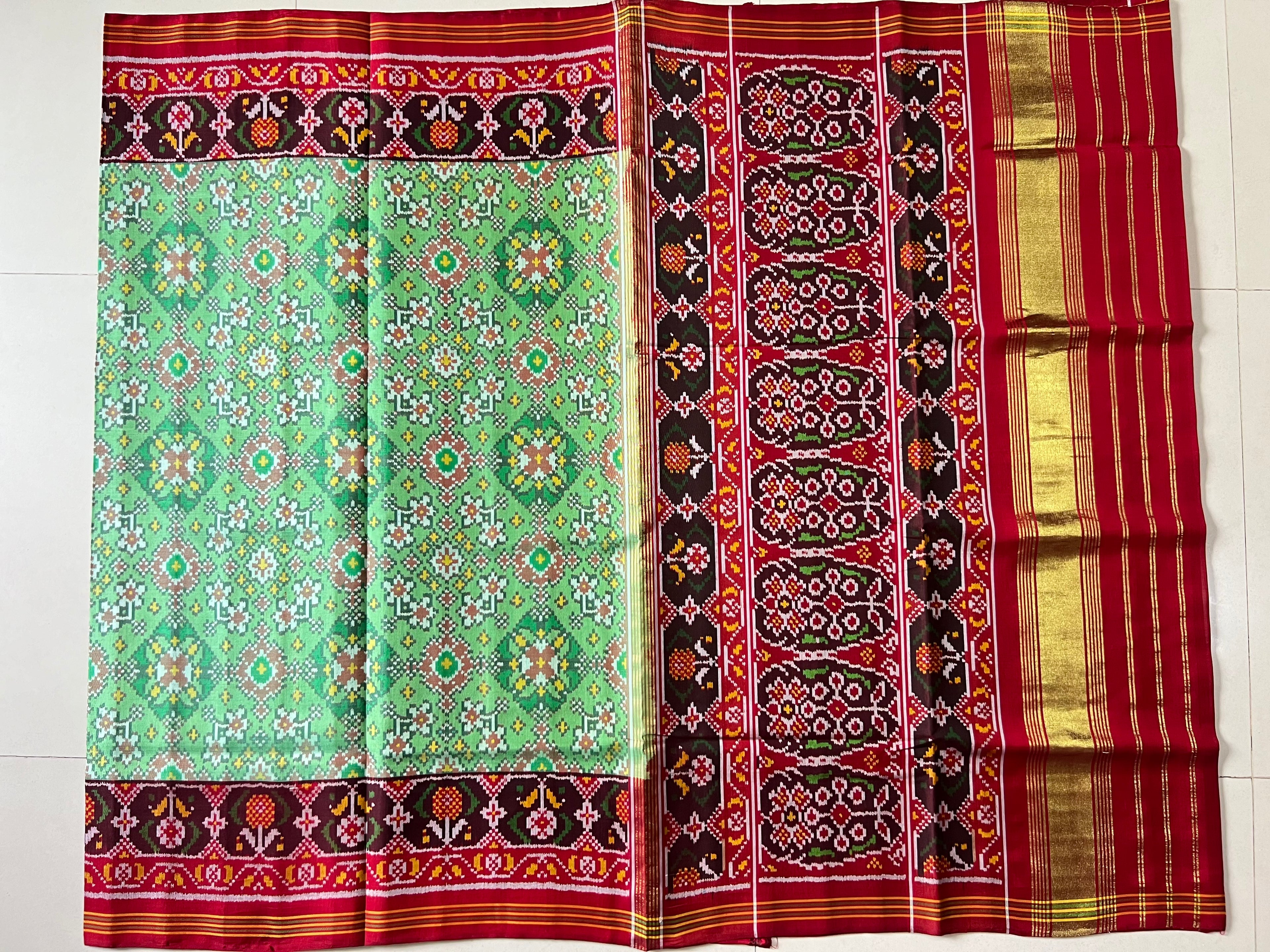 Handwoven Patola Silk Saree Navratna