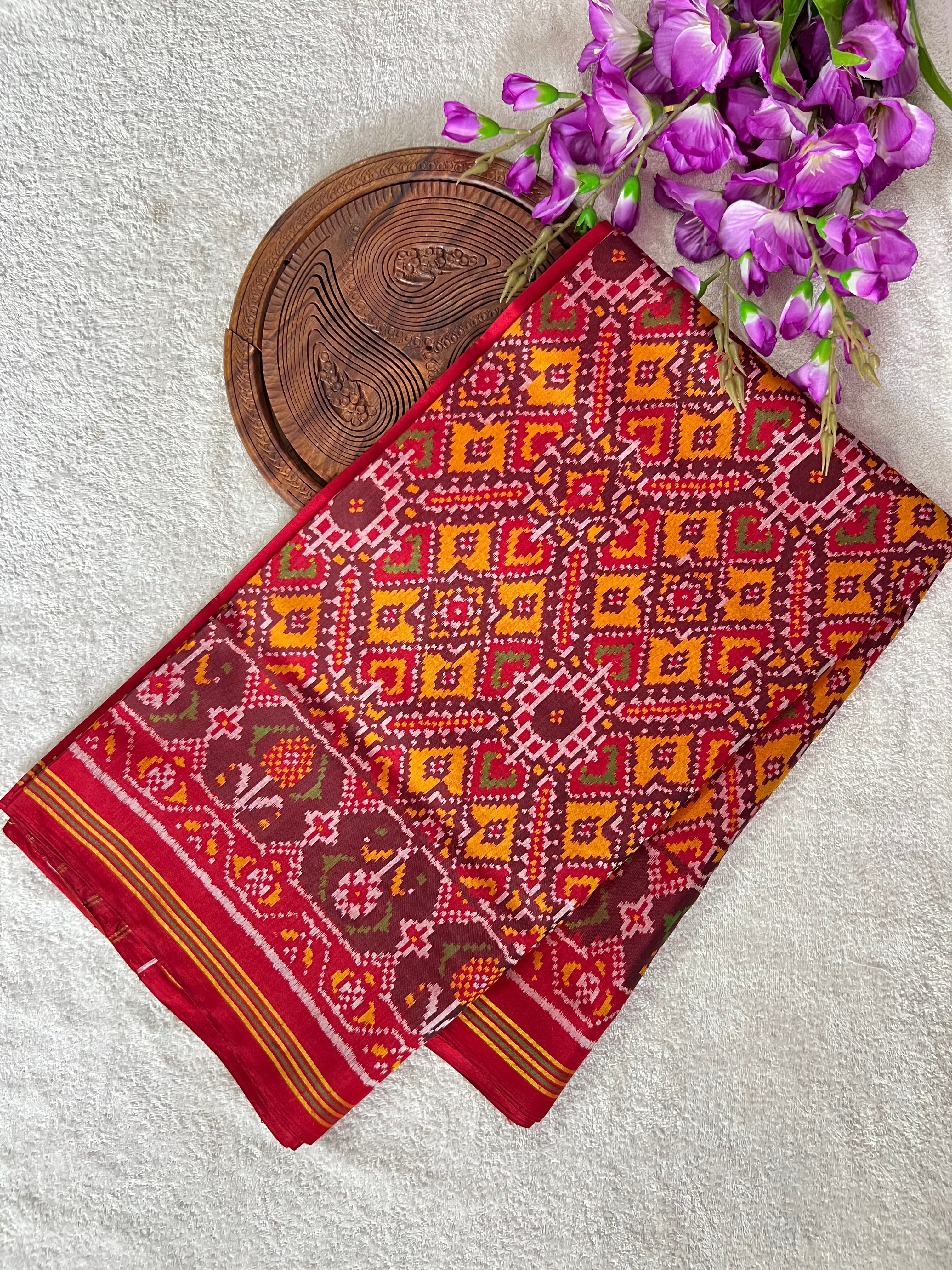 Handwoven Patola Silk Saree Yellow ManekChowk