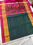 Green Shaded Button Fool Design Patola Silk Saree