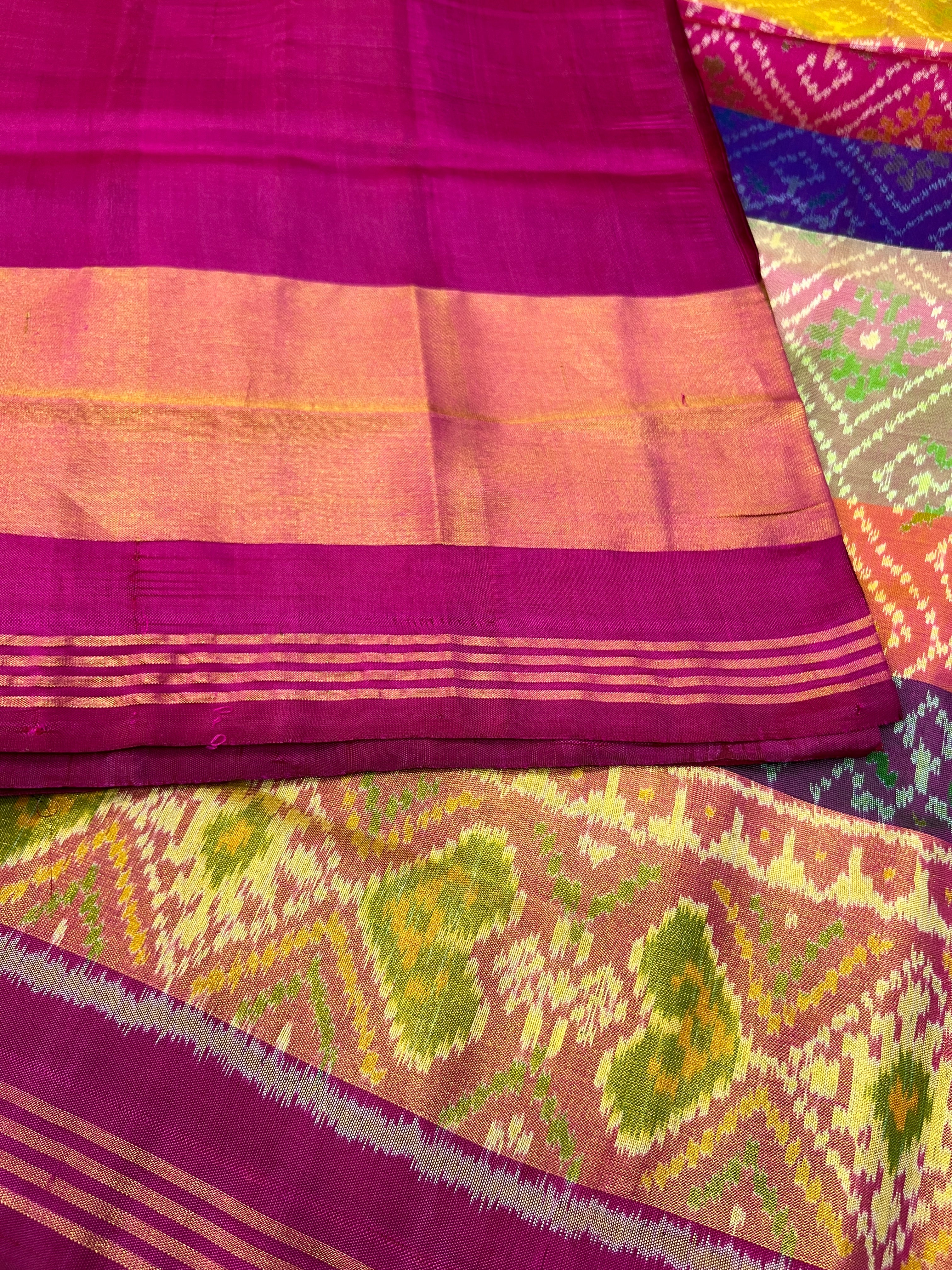 Multicolor Traditional Design Handwoven Patola Silk Saree