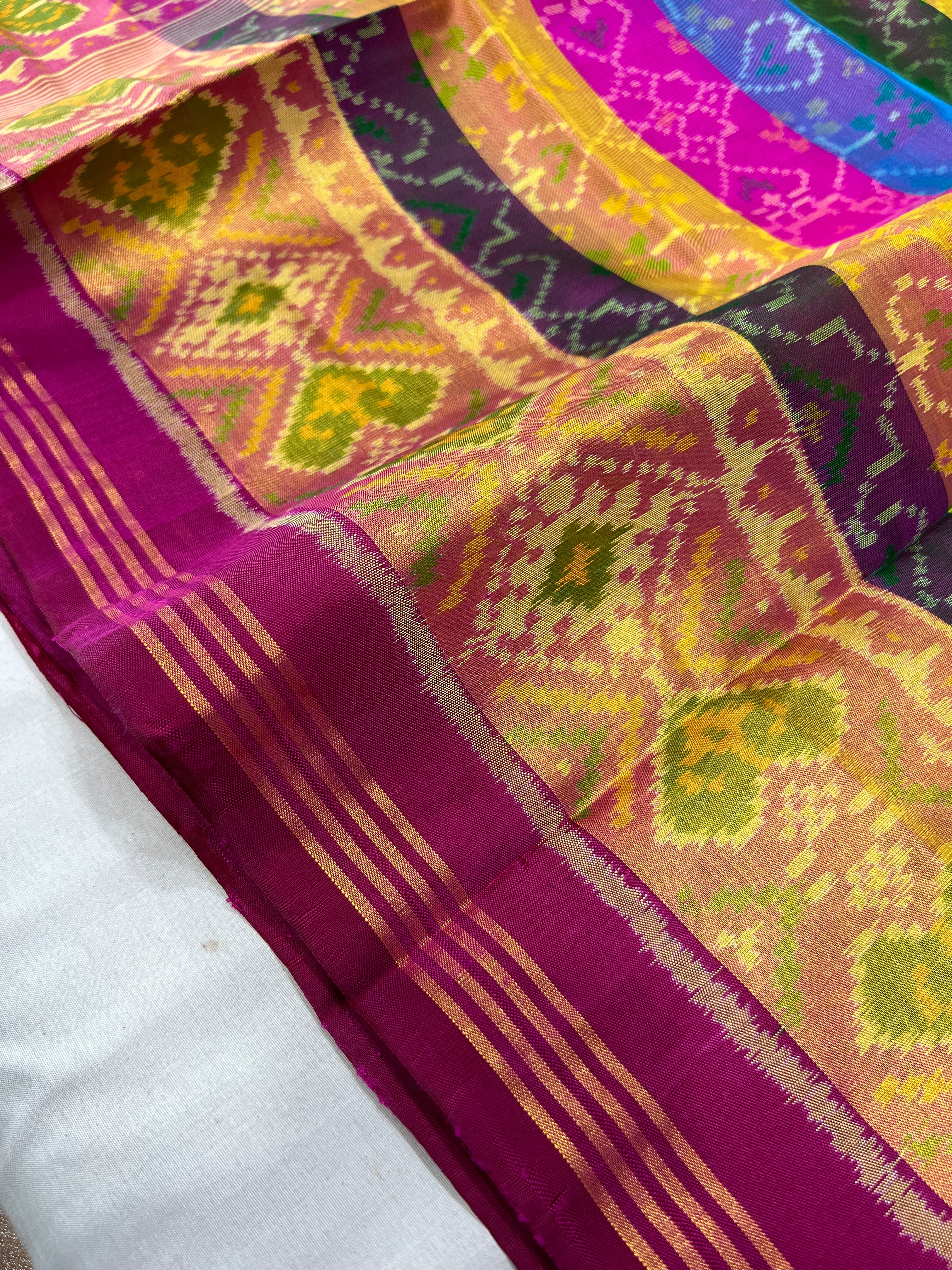 Multicolor Handwoven Patola Silk Saree
