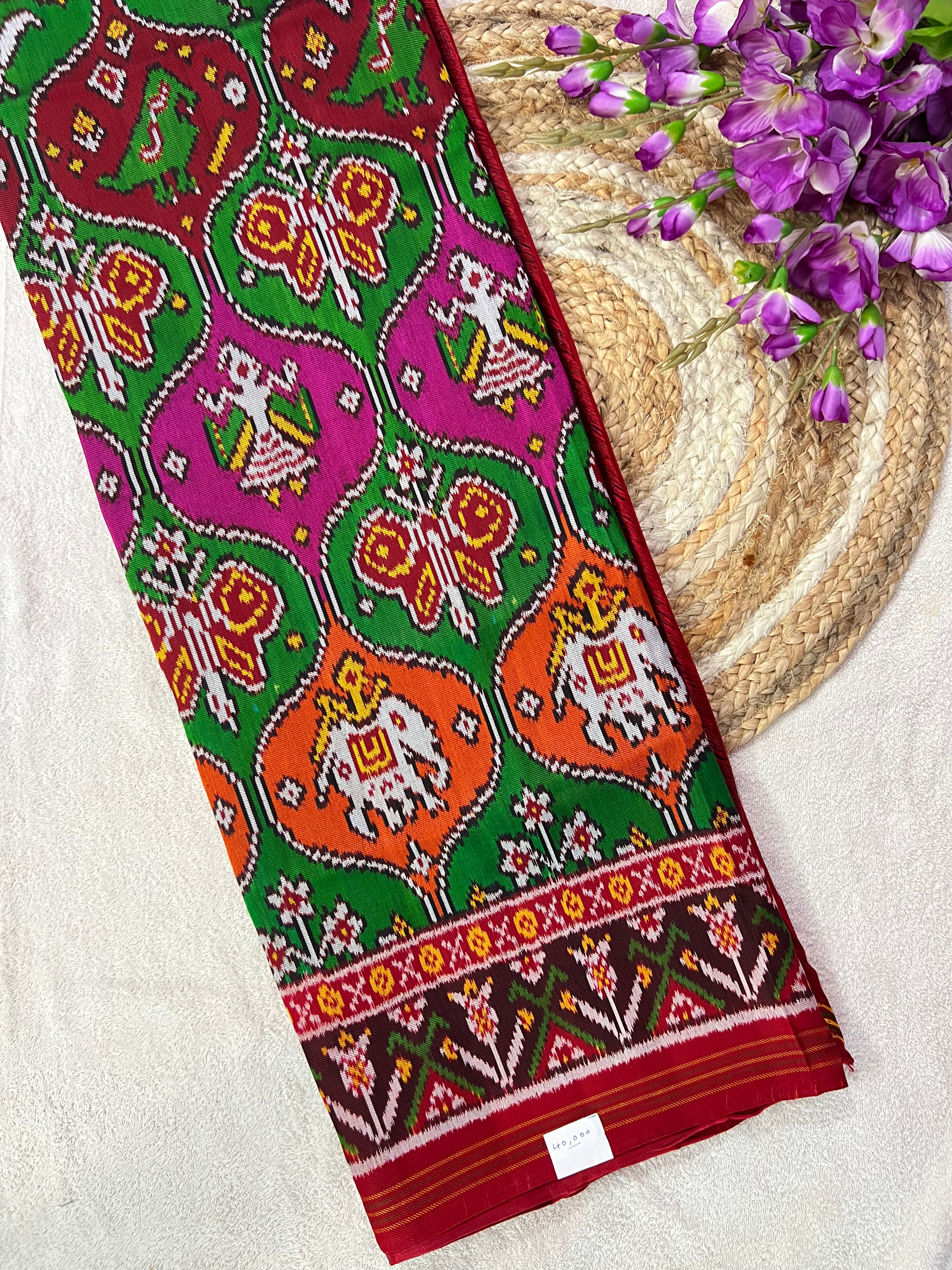 Twill Weaving Handwoven Patola Silk Saree