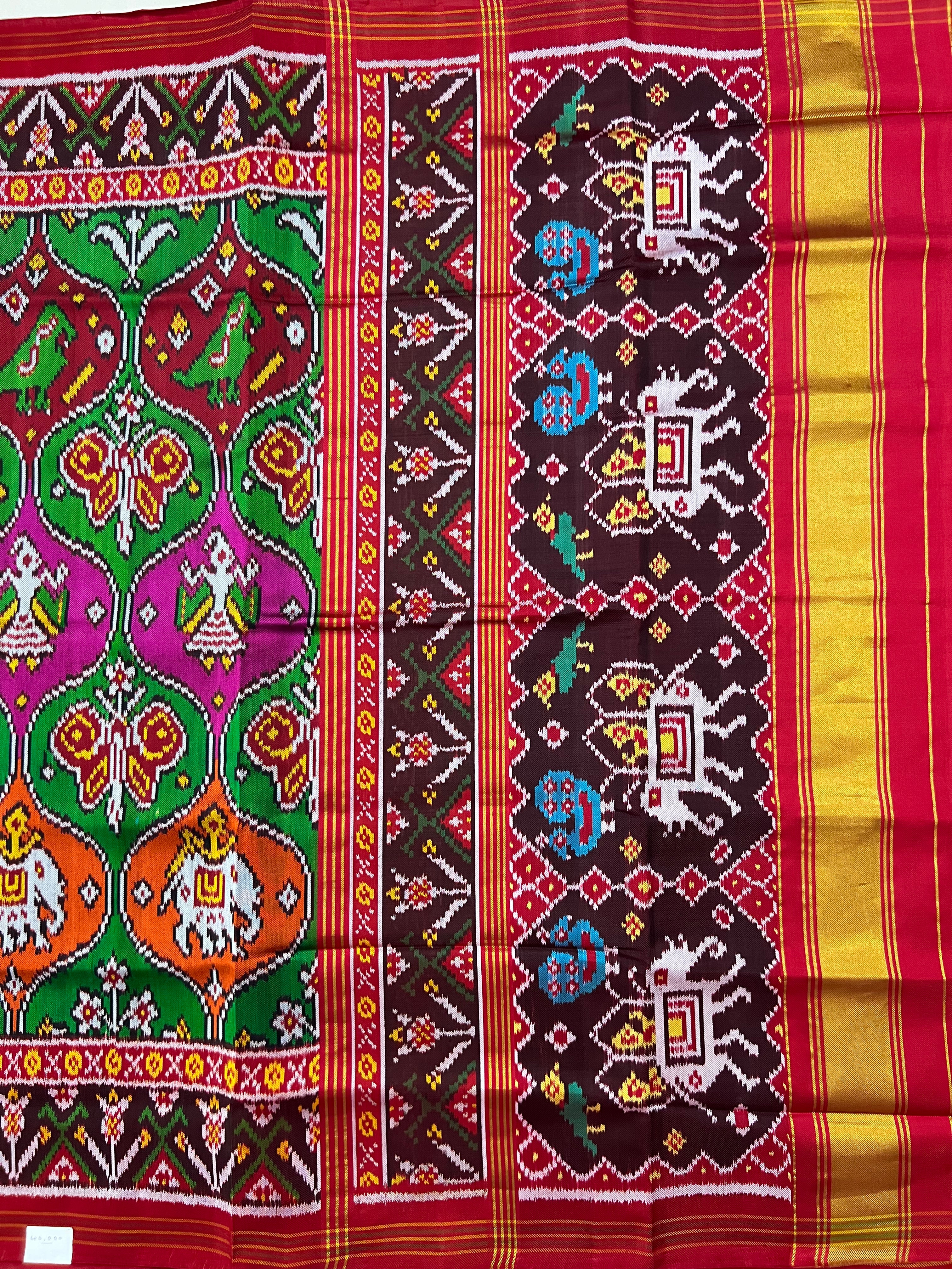 Twill Weaving Handwoven Patola Silk Saree