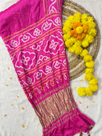 Gaji Silk Bandhej Saree Plain