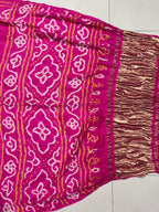 Gaji Silk Bandhej Saree Plain