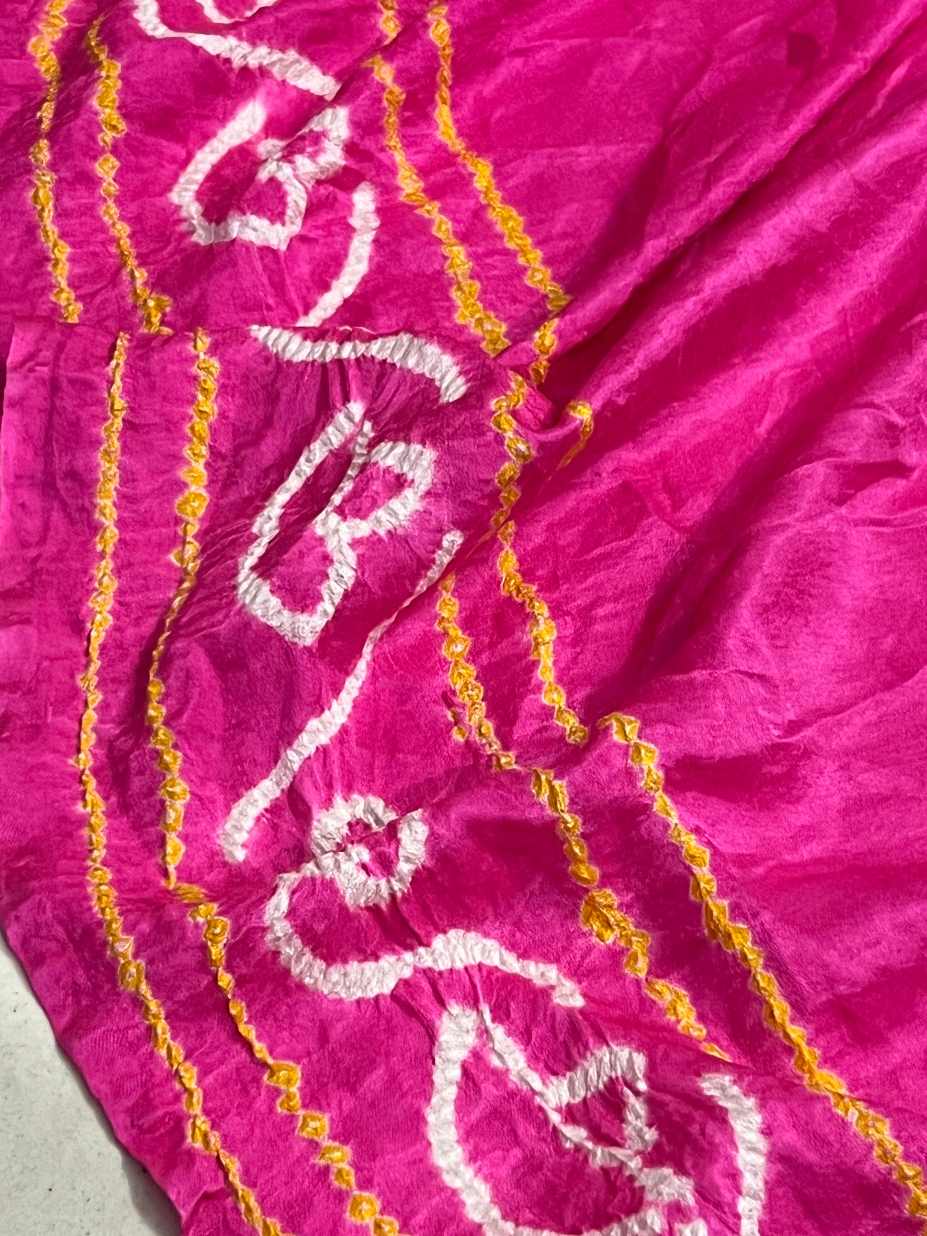 Gaji Silk Bandhej Saree Plain
