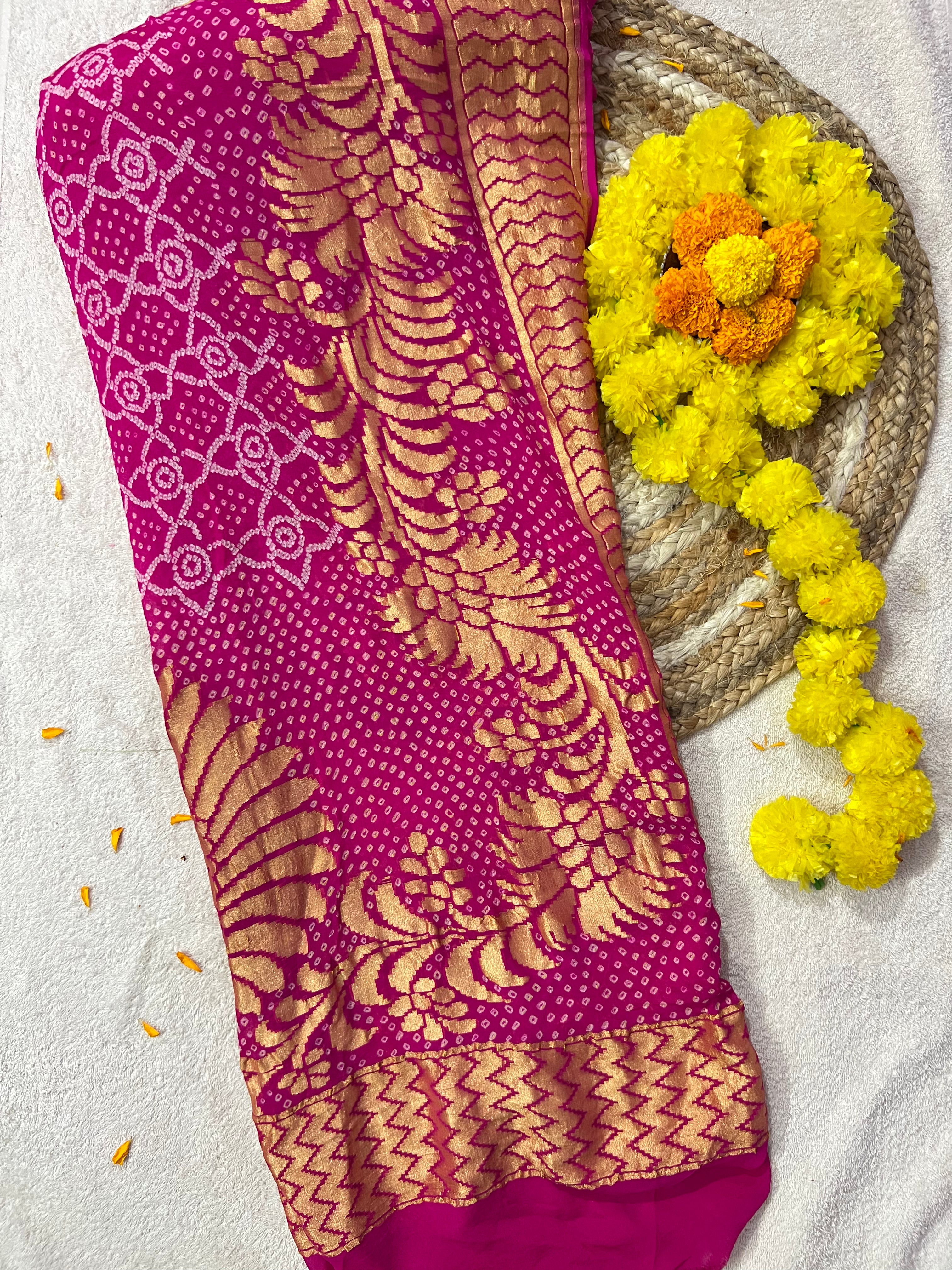 Georgette Handloom Bandhej Saree