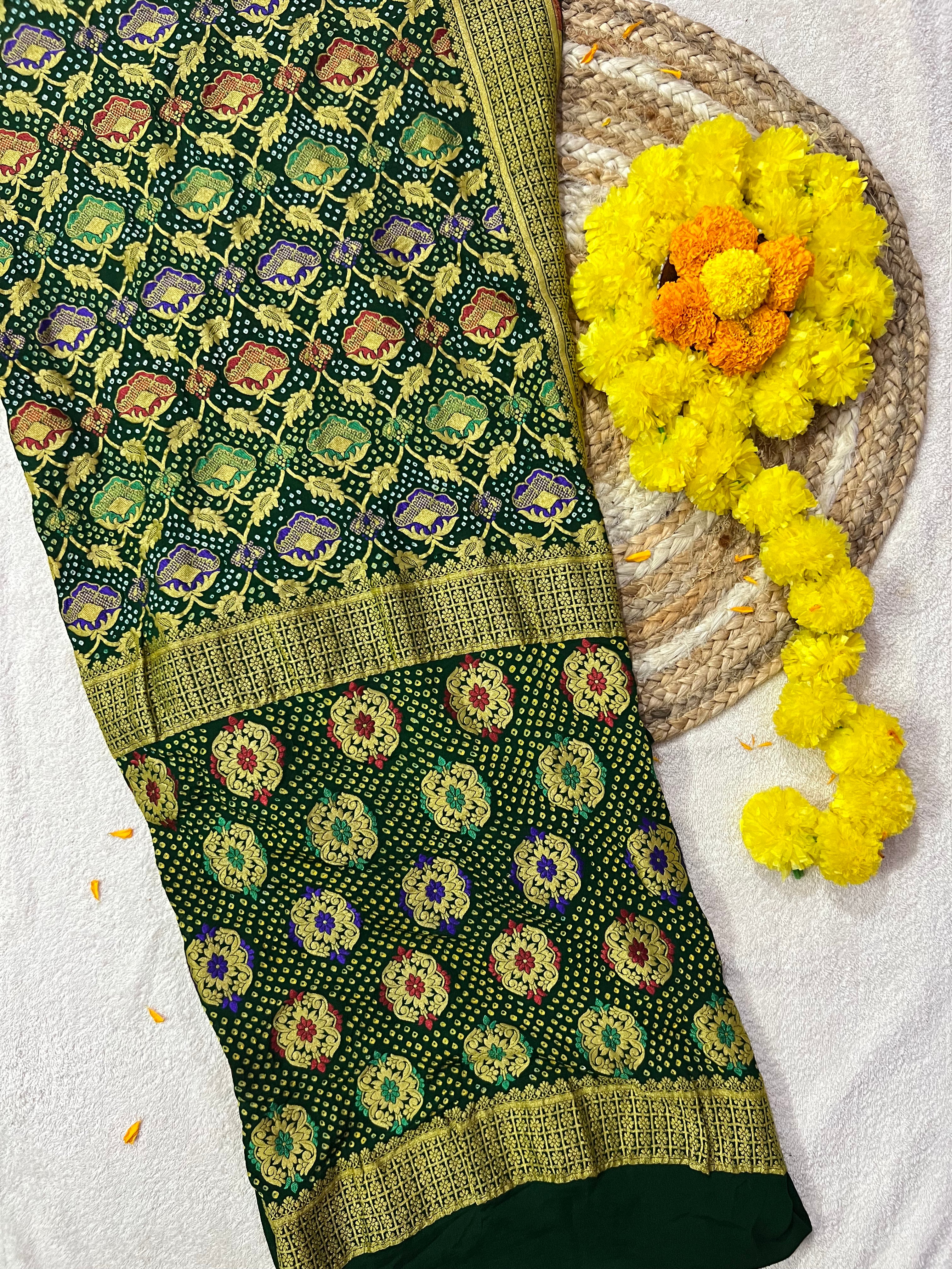Georgette Minakari Handloom Bandhej Saree