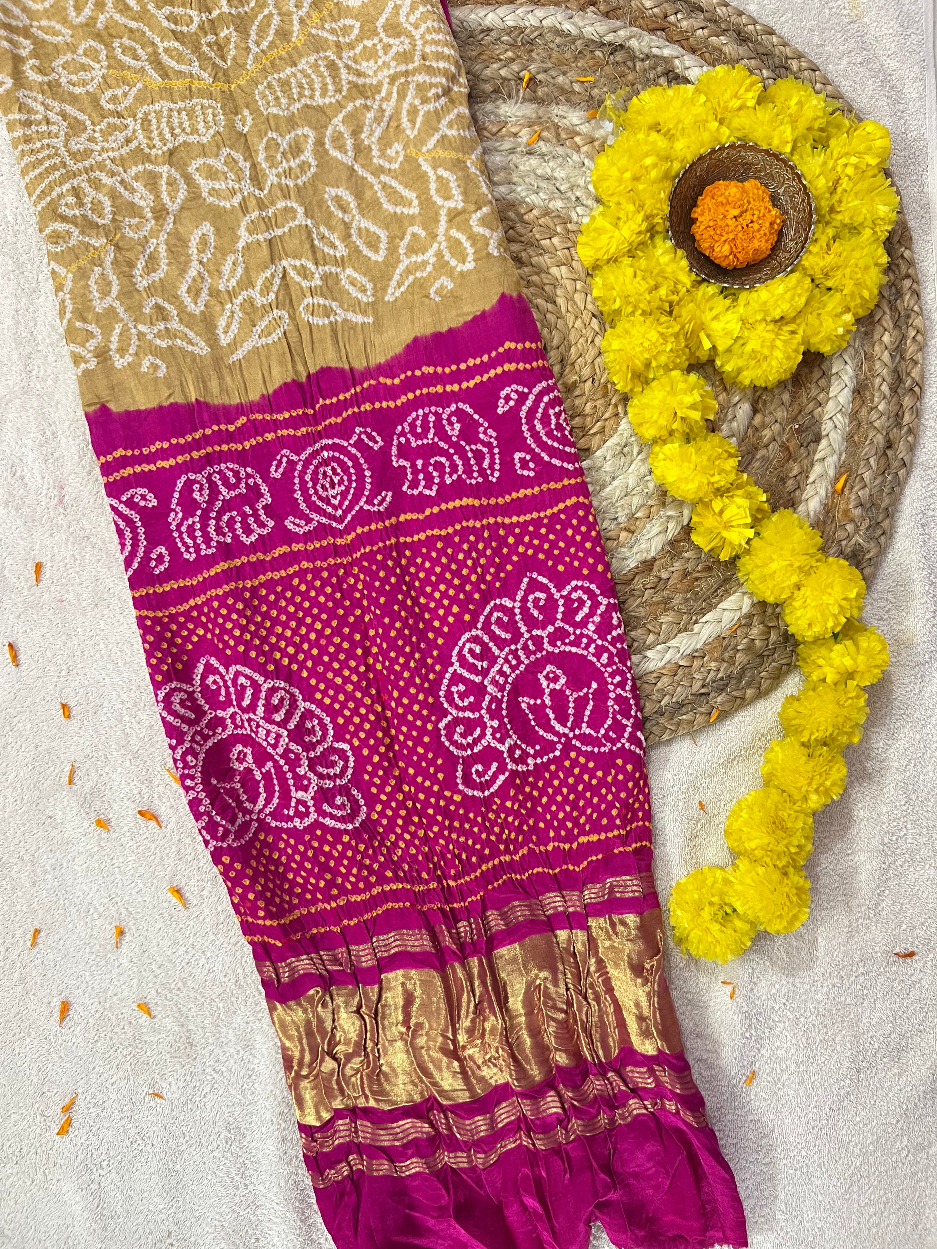 Gaji Silk Bandhej Dupatta