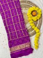 Gaji Silk Checks Bandhej Dupatta